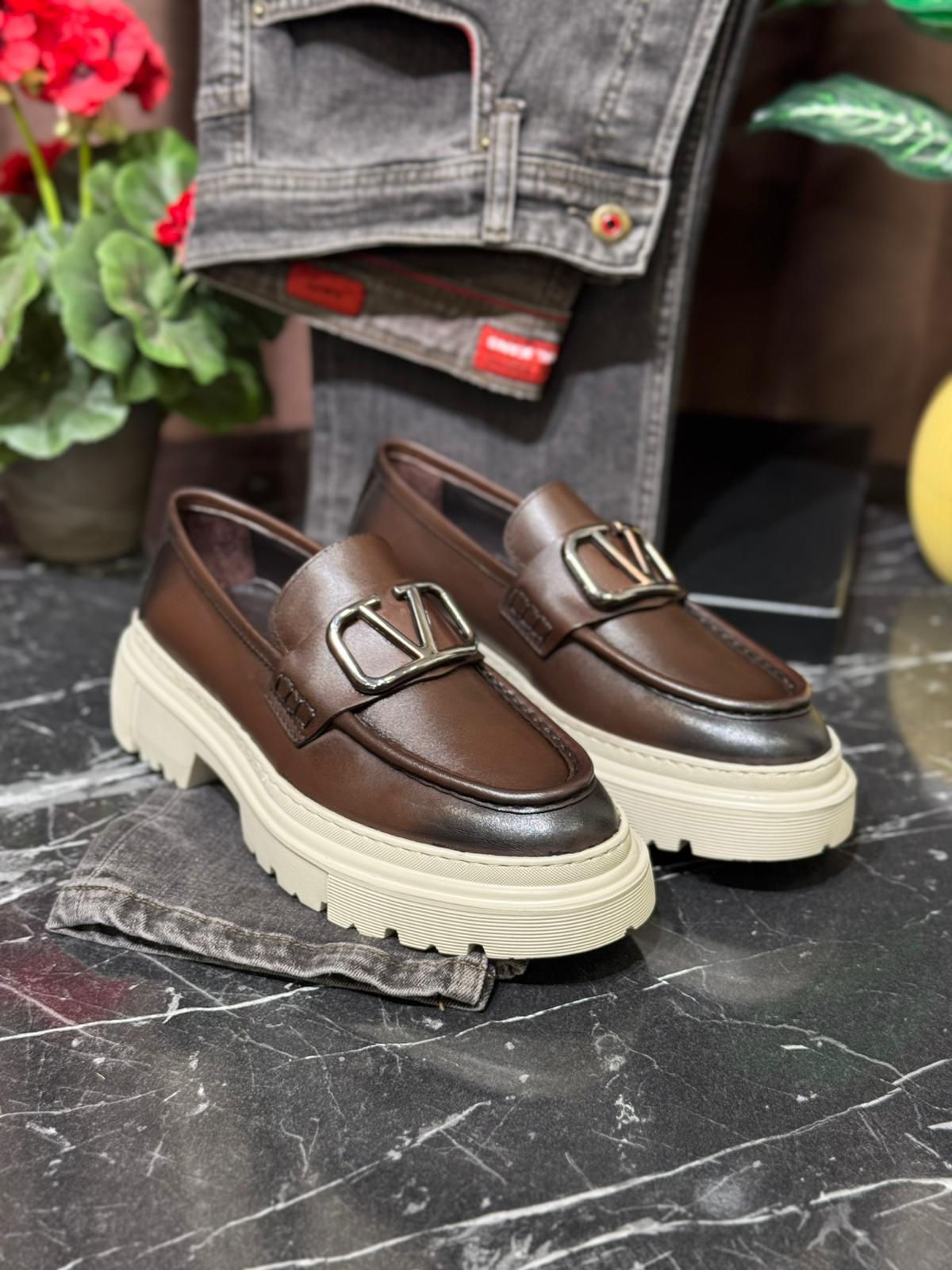 Eva Confort Taban Toka Detaylı Hakiki Dana Deri Casual Ayakkabı  - Kahverengi