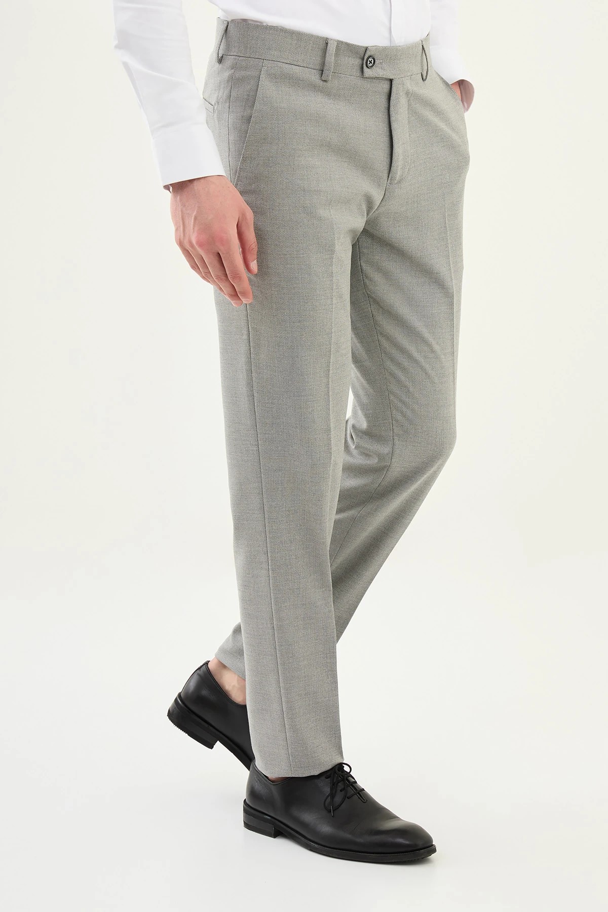 Düz Slim Fit Klasik Pantolon  - Gri