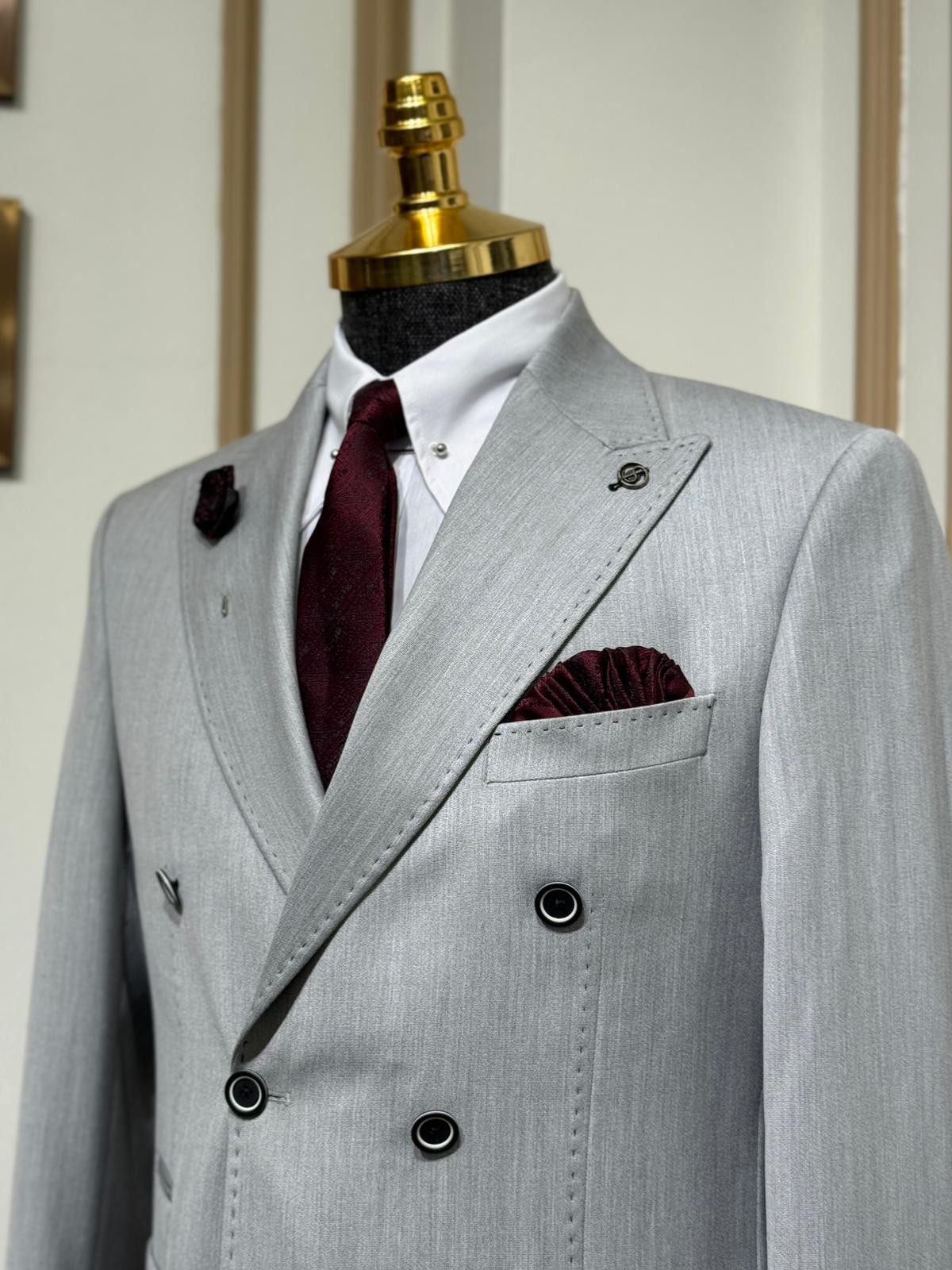 Slim Fit İtalyan Kesim Kruvaze Ceket 