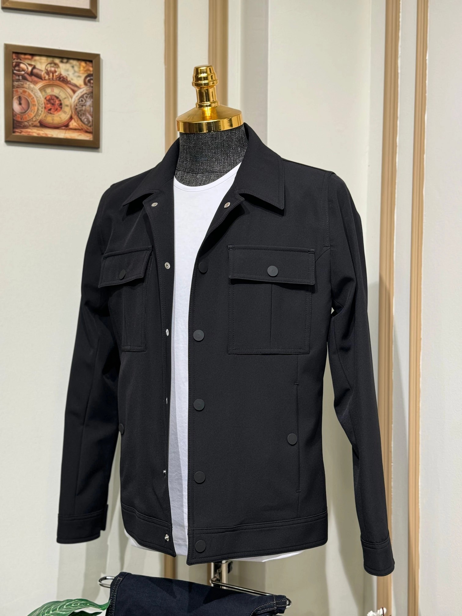  Slim Fit Gömlek Yaka Düğmeli Baharlık Mont  - Lacivert