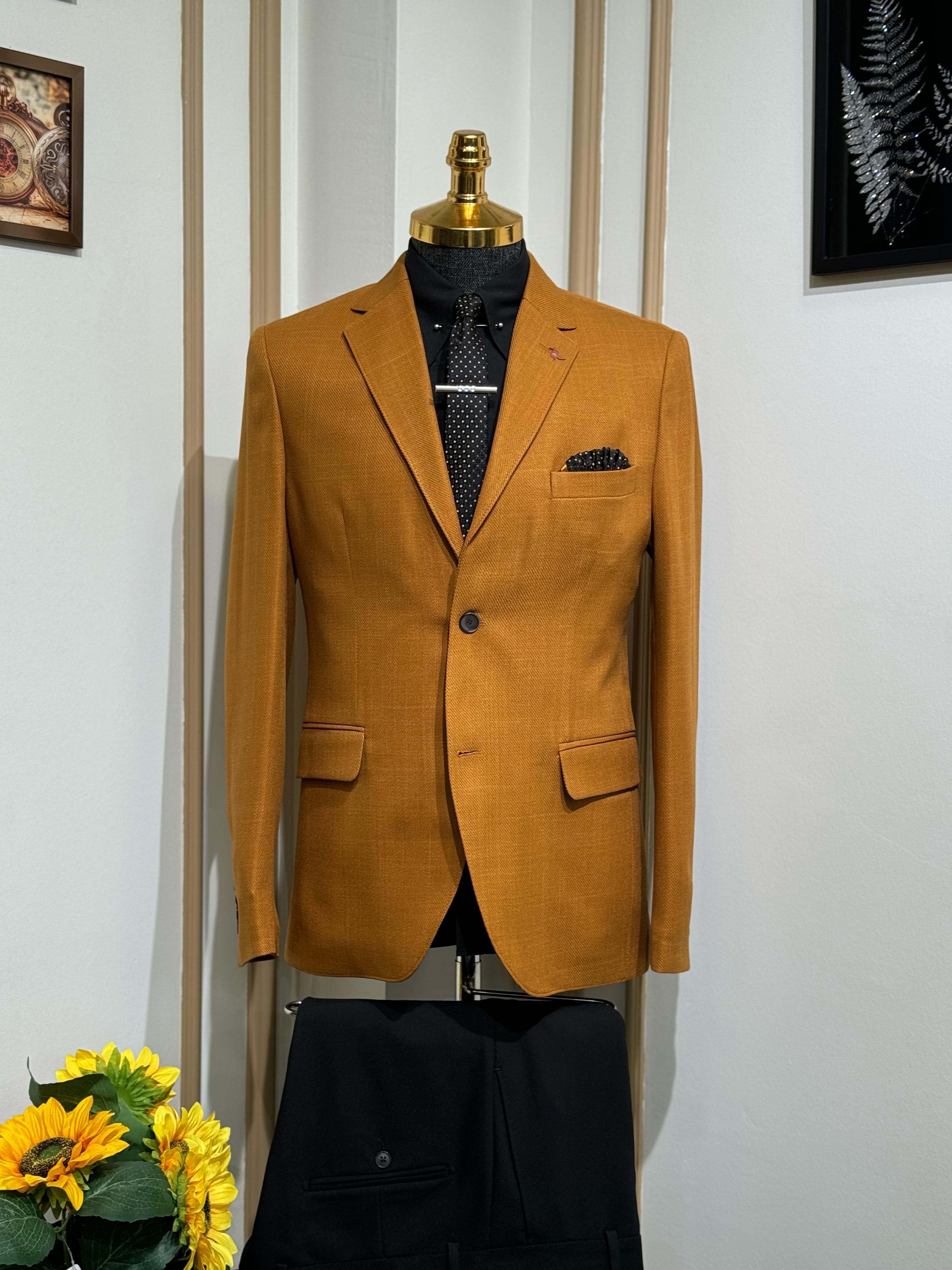 Düz Slim Fit Mono Yaka Takım Elbise 