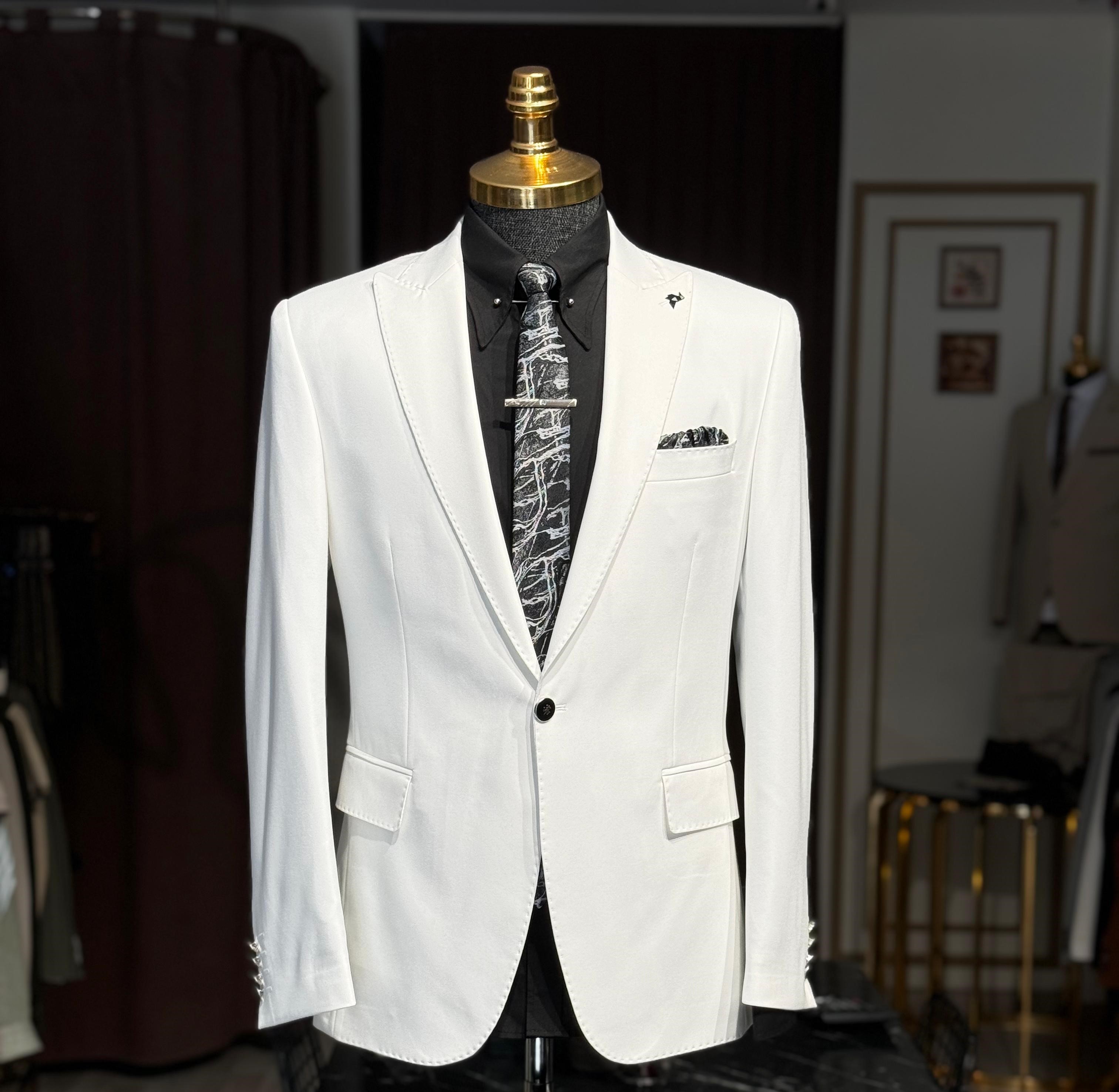 Düz Slim Fit İtalyan Kesim Geniş Yaka Ceket