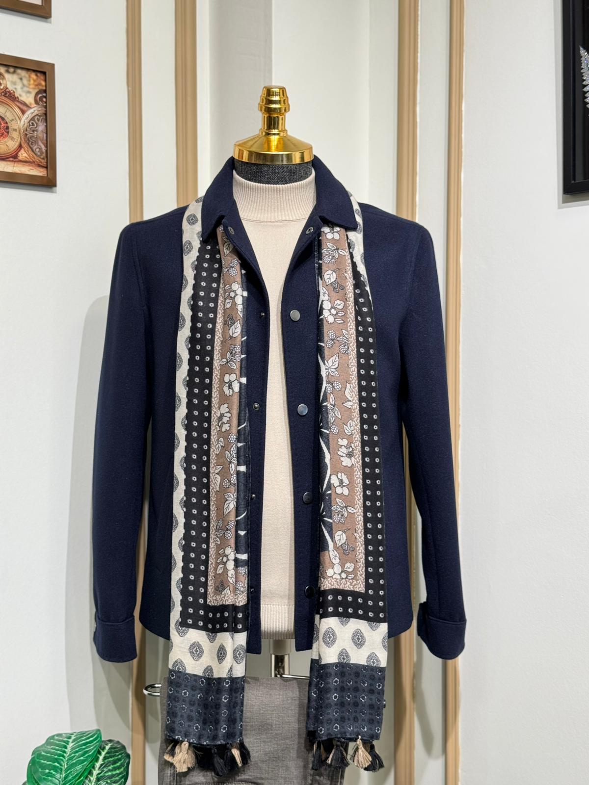 Slim Fit Gömlek Yaka Yün Kaşe Mont  - Lacivert