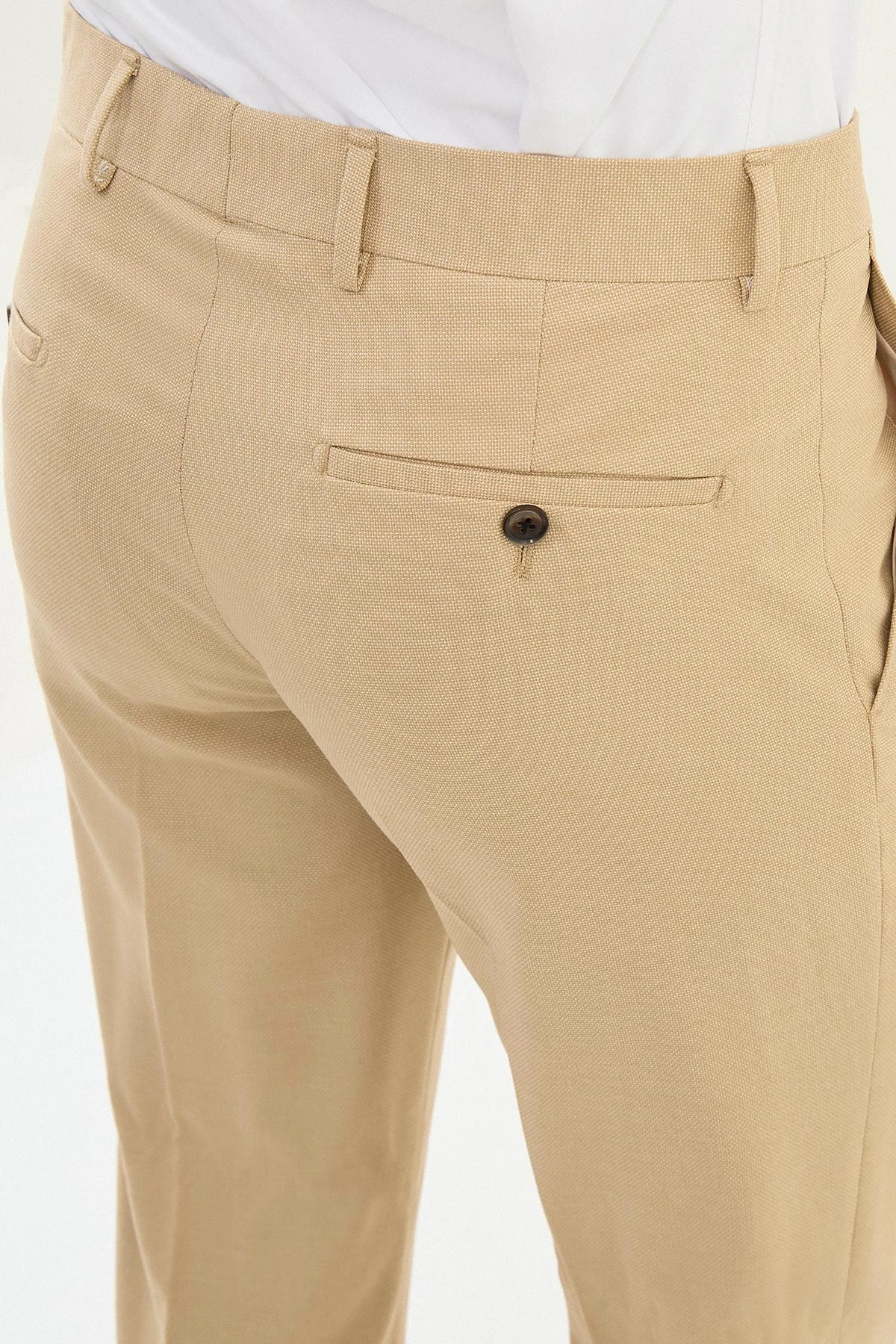 Düz Slim Fit Klasik Pantolon  - Bej