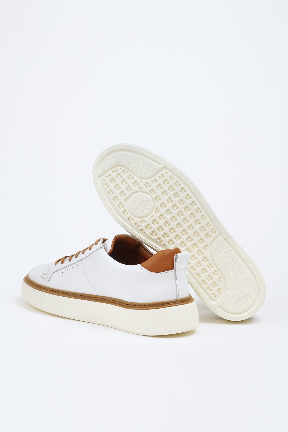 Özel Tasarım Hakiki Natural Deri İthal Taban Sneaker Ayakkabı  - Beyaz