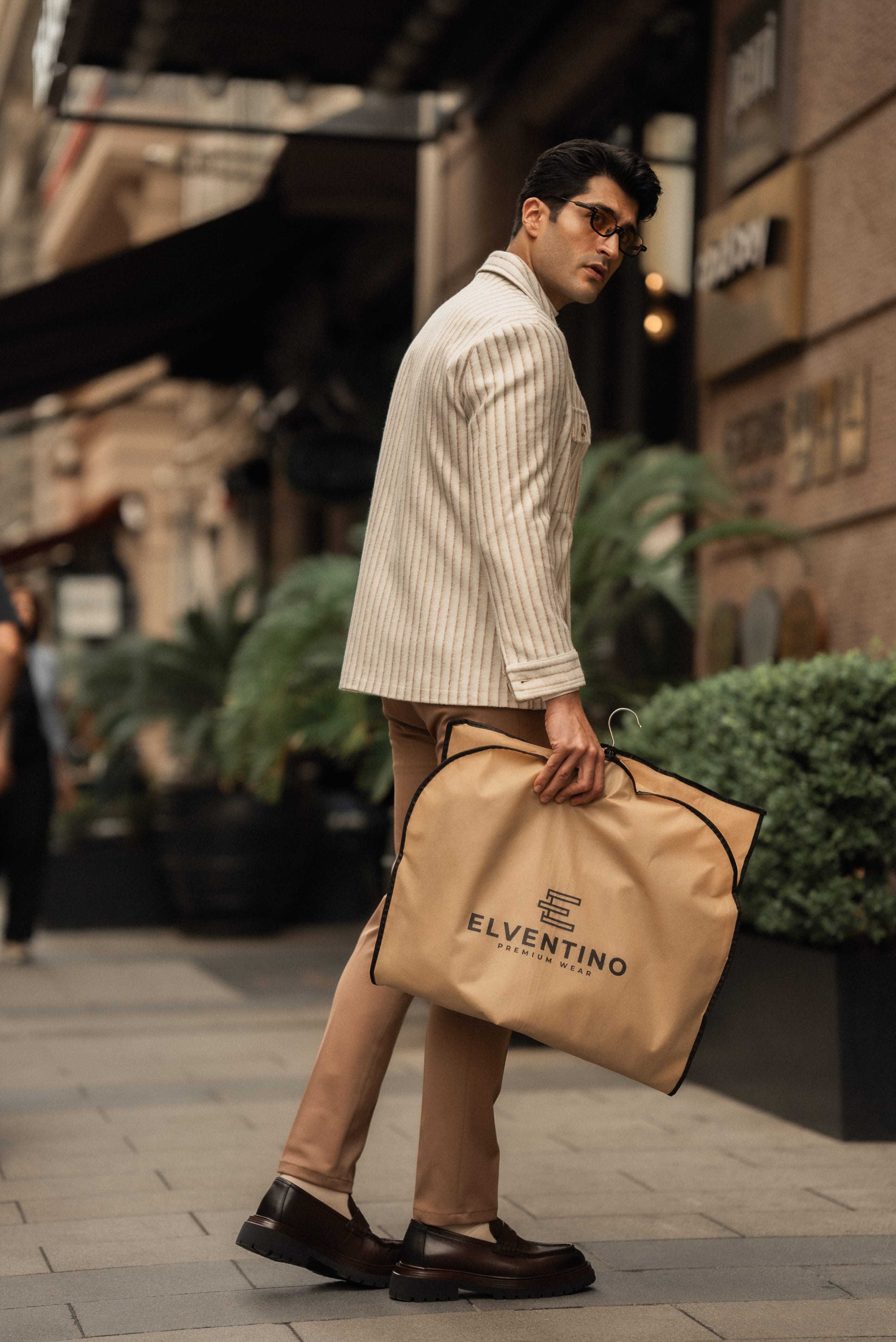 Slim Fit Gömlek Yaka Cep Detaylı Desenli Yün Mont