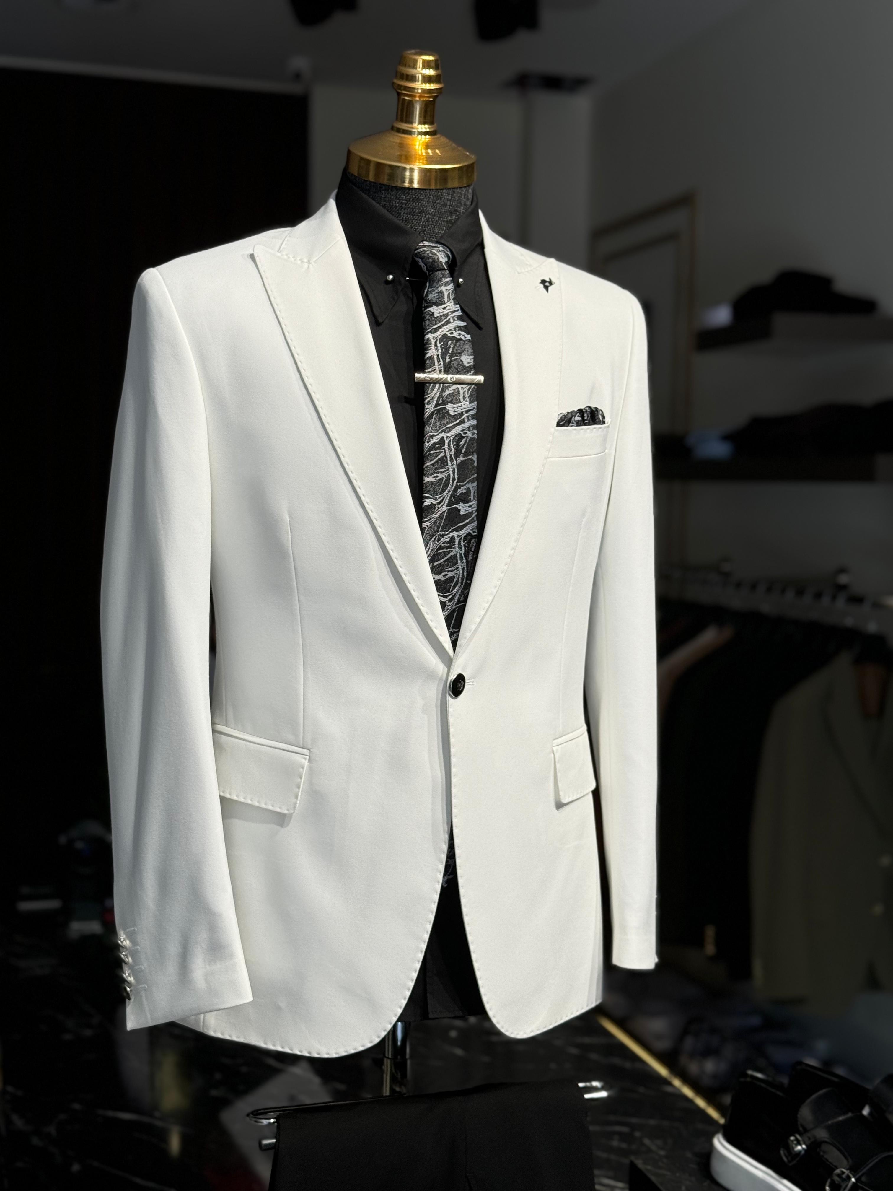 Düz Slim Fit İtalyan Kesim Geniş Yaka Takım Elbise 