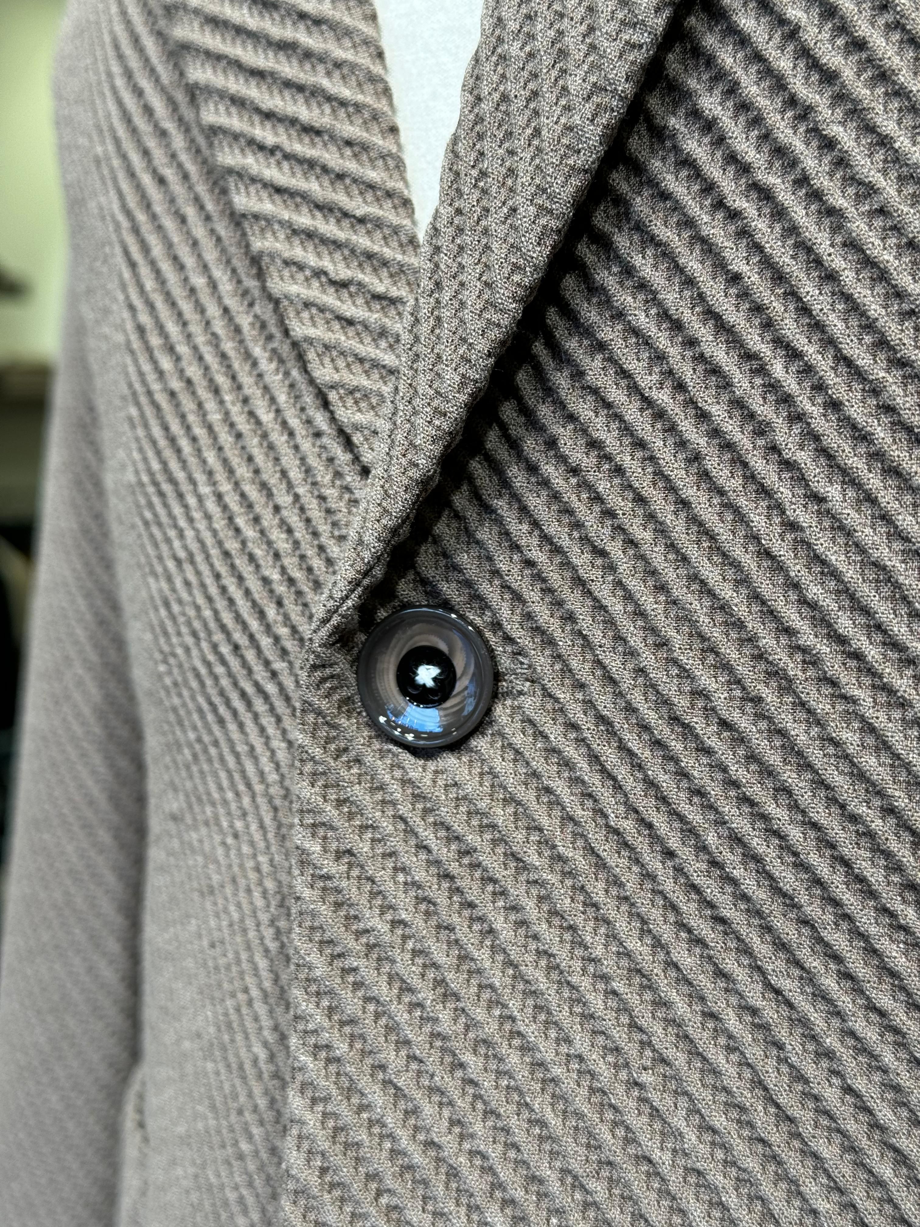 Slim Fit Kendinden Desenli Mono Yaka Takım Elbise