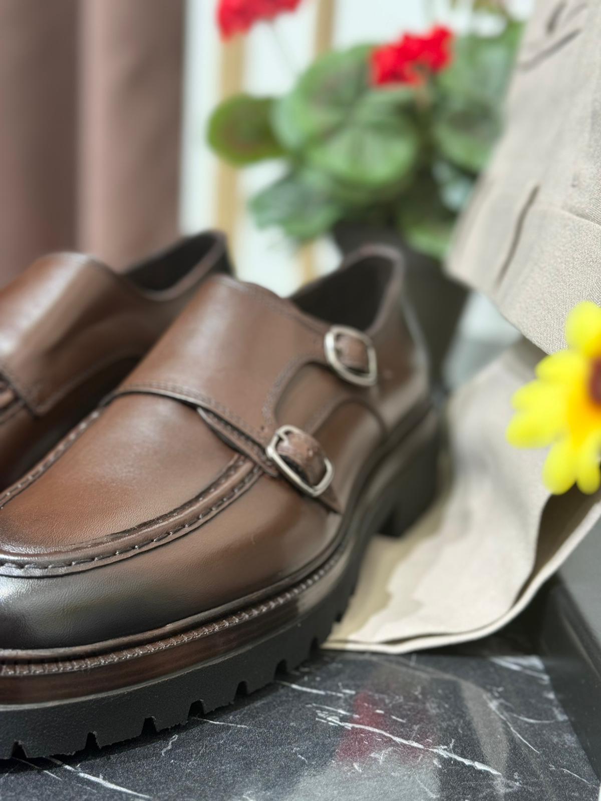 Çift Toka Detaylı Eva Taban Hakiki Dana Deri Casual Ayakkabı