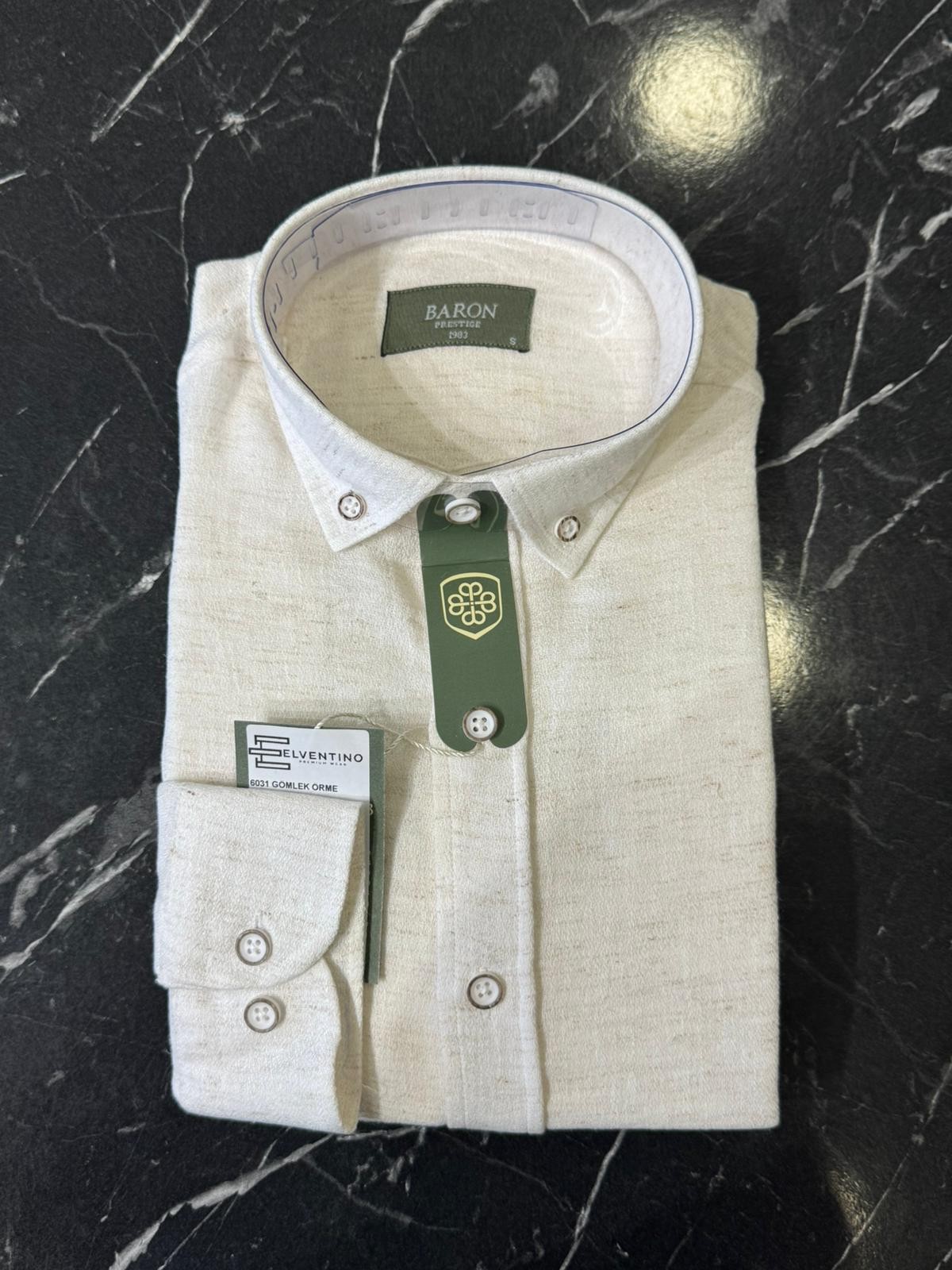 Slim Fit Uzun Kollu Keten Gömlek - Bej