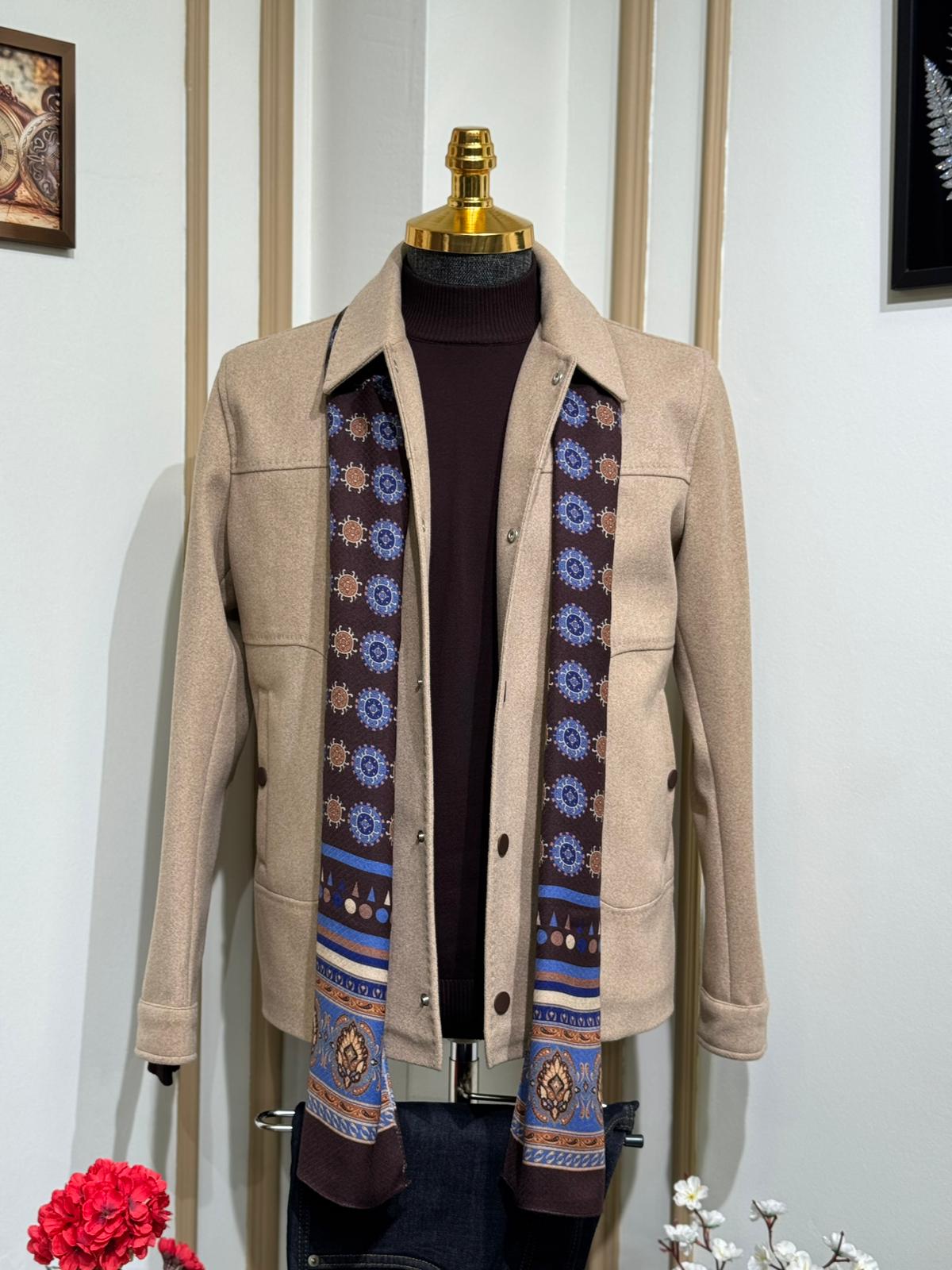 Slim Fit Gömlek Yaka Yün Mont  - Bej