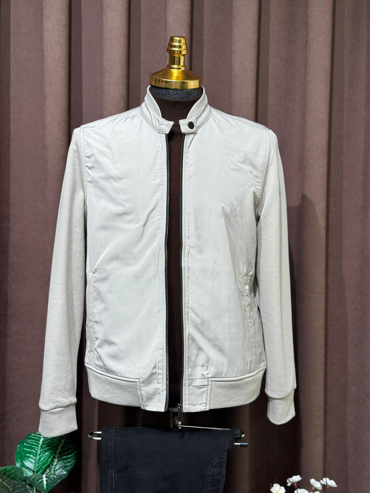Penye Kol Detaylı Slim Fit Mevsimlik Mont  - Ekru
