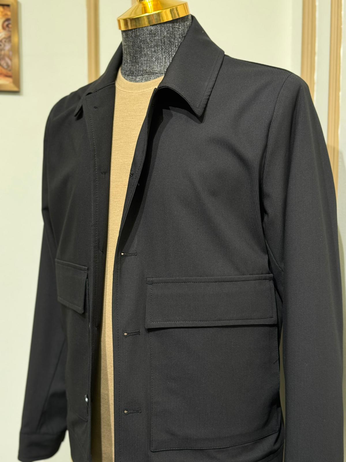 Çizgili Slim Fit Erkek Mont Pantolon Spor Takım Elbise  - Siyah