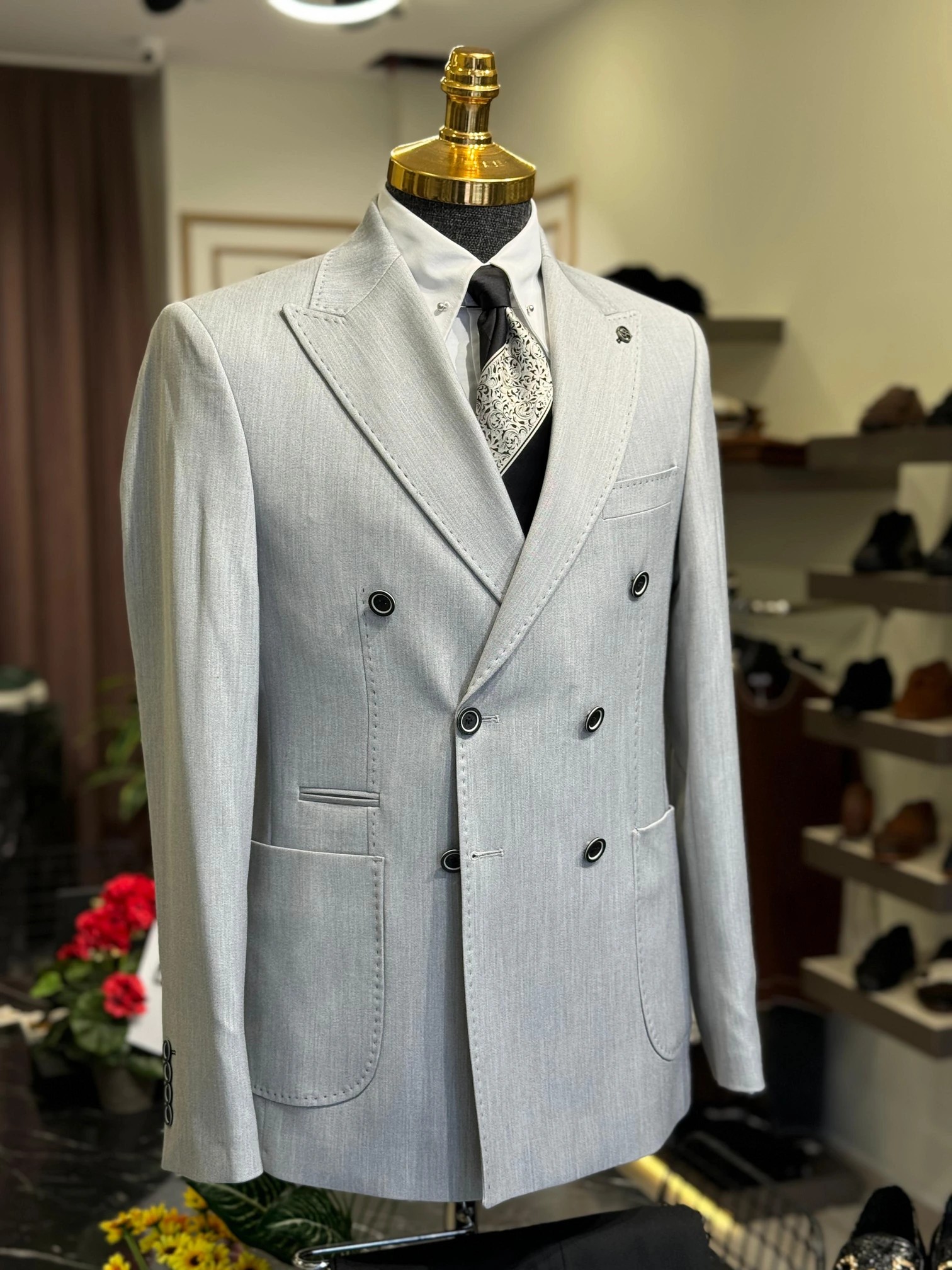 Slim Fit İtalyan Kesim Kruvaze Ceket 