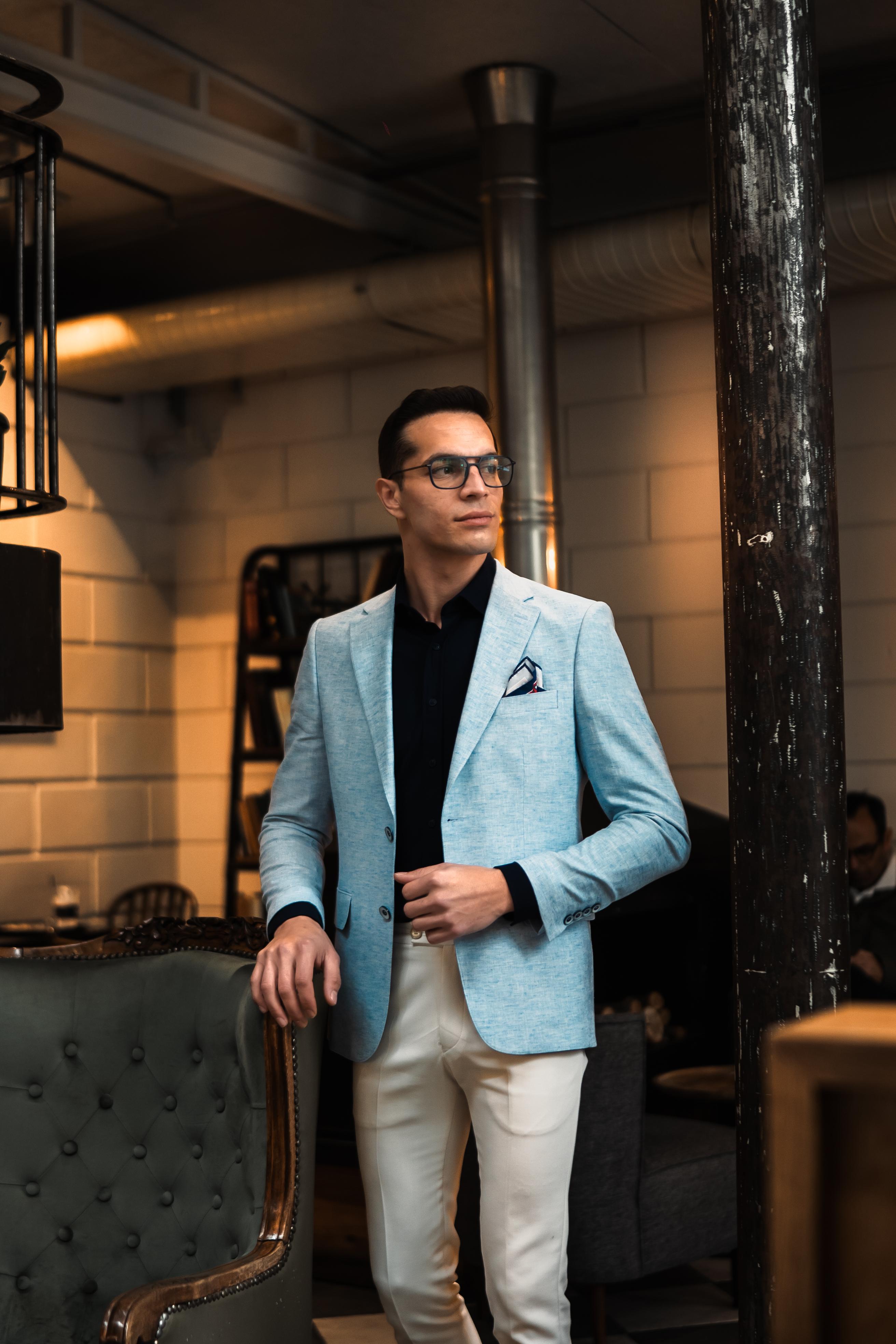 Kırçıllı Desen Slim Fit Mono Yaka Ceket 