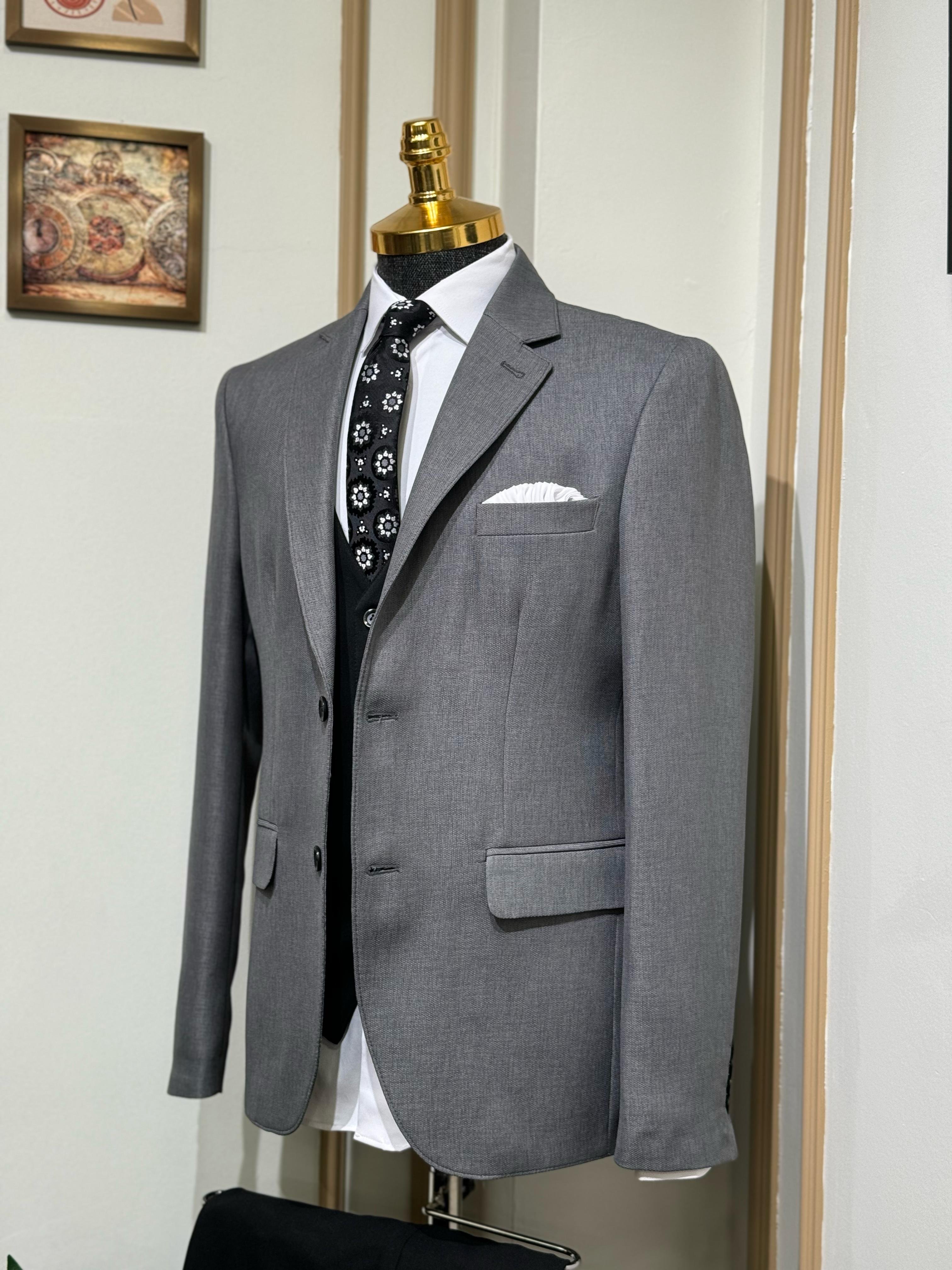 Düz Slim Fit Mono Yaka Ceket