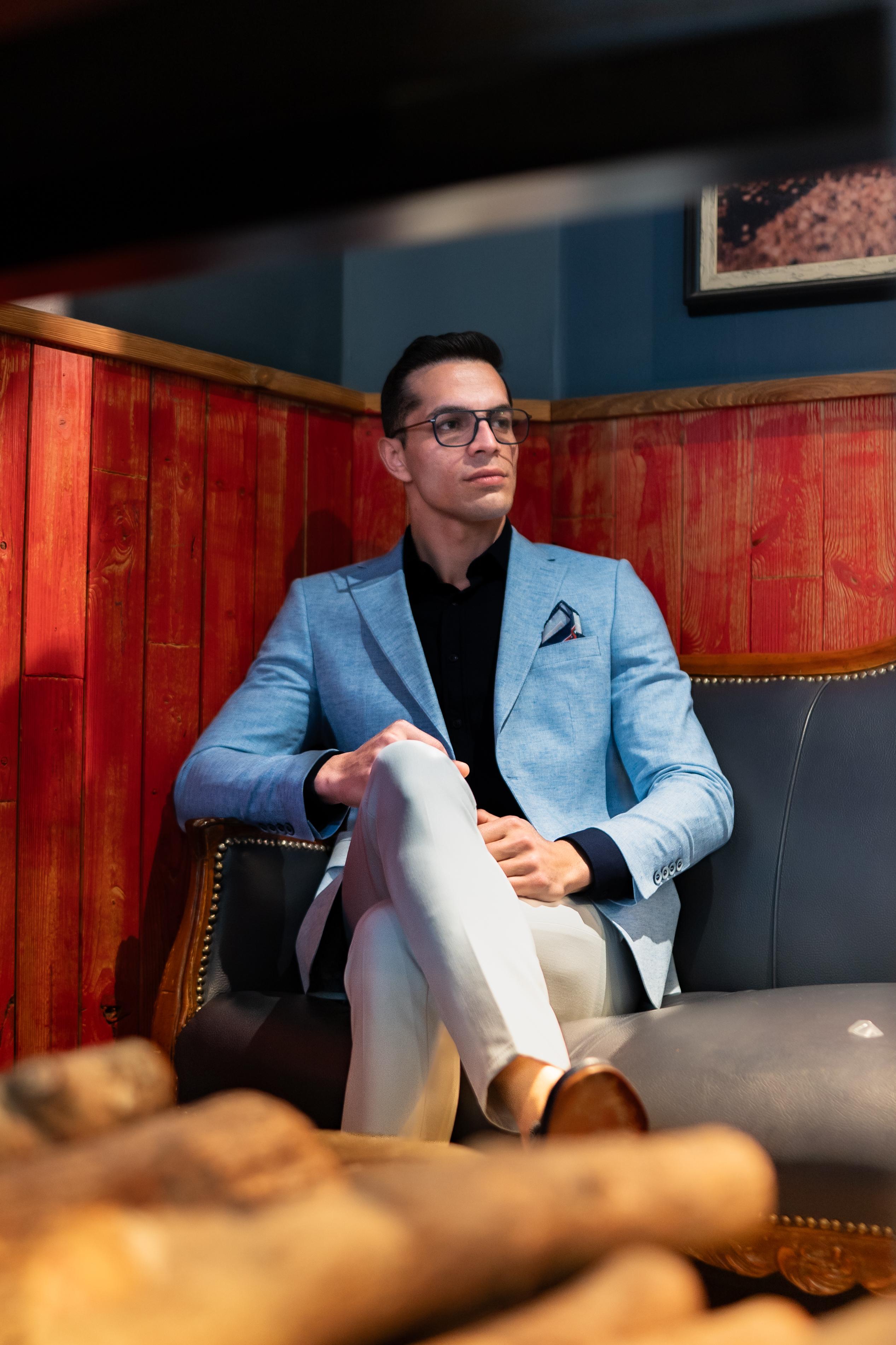 Kırçıllı Desen Slim Fit Mono Yaka Ceket 