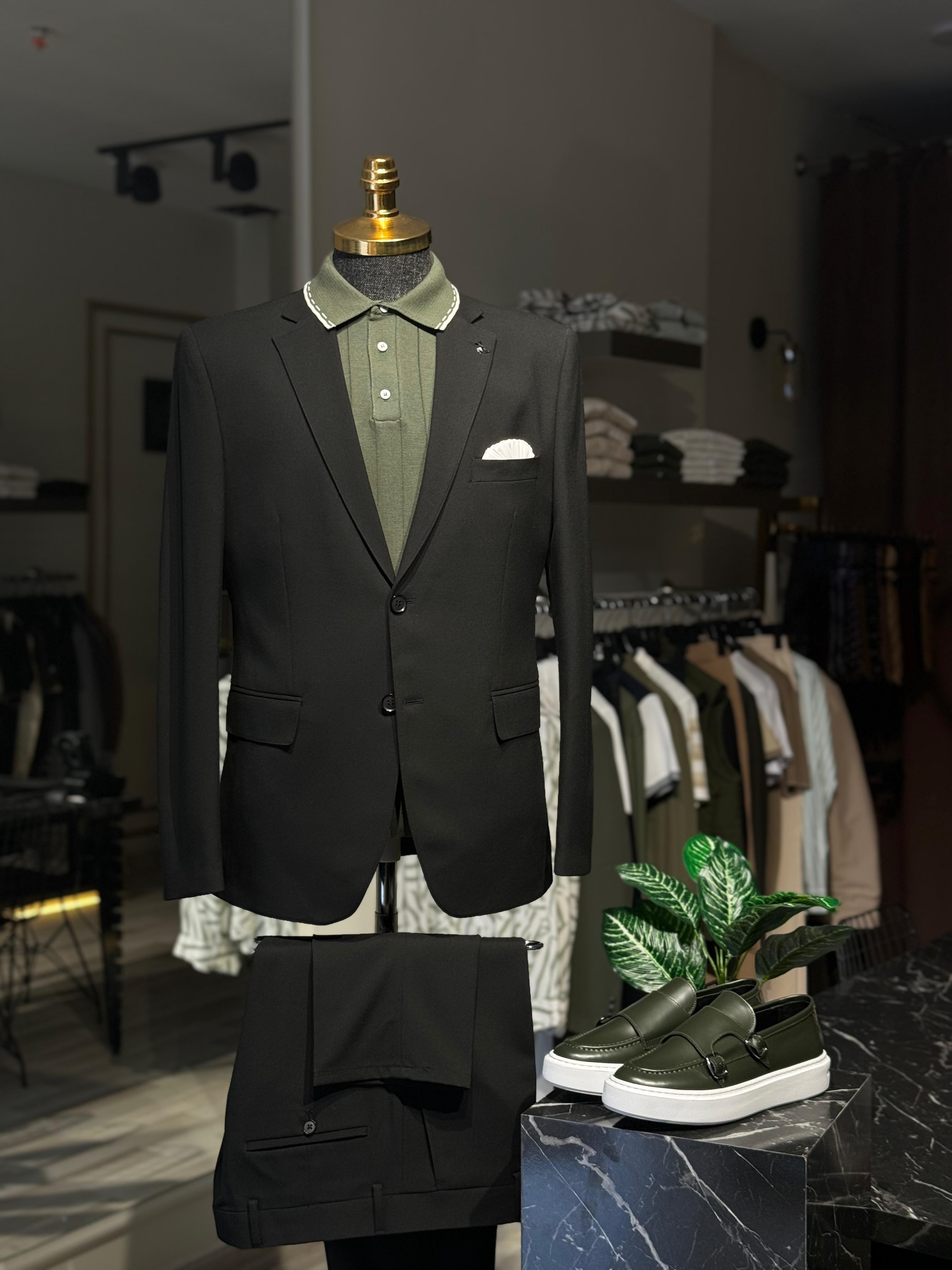 Klasik Slim Fit Takım Elbise  - siyah