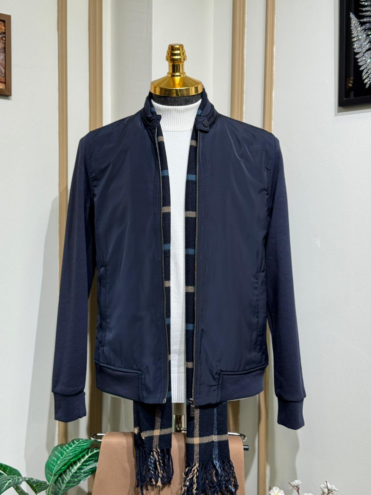 Penye Kol Detaylı Slim Fit Mevsimlik Mont  - Lacivert