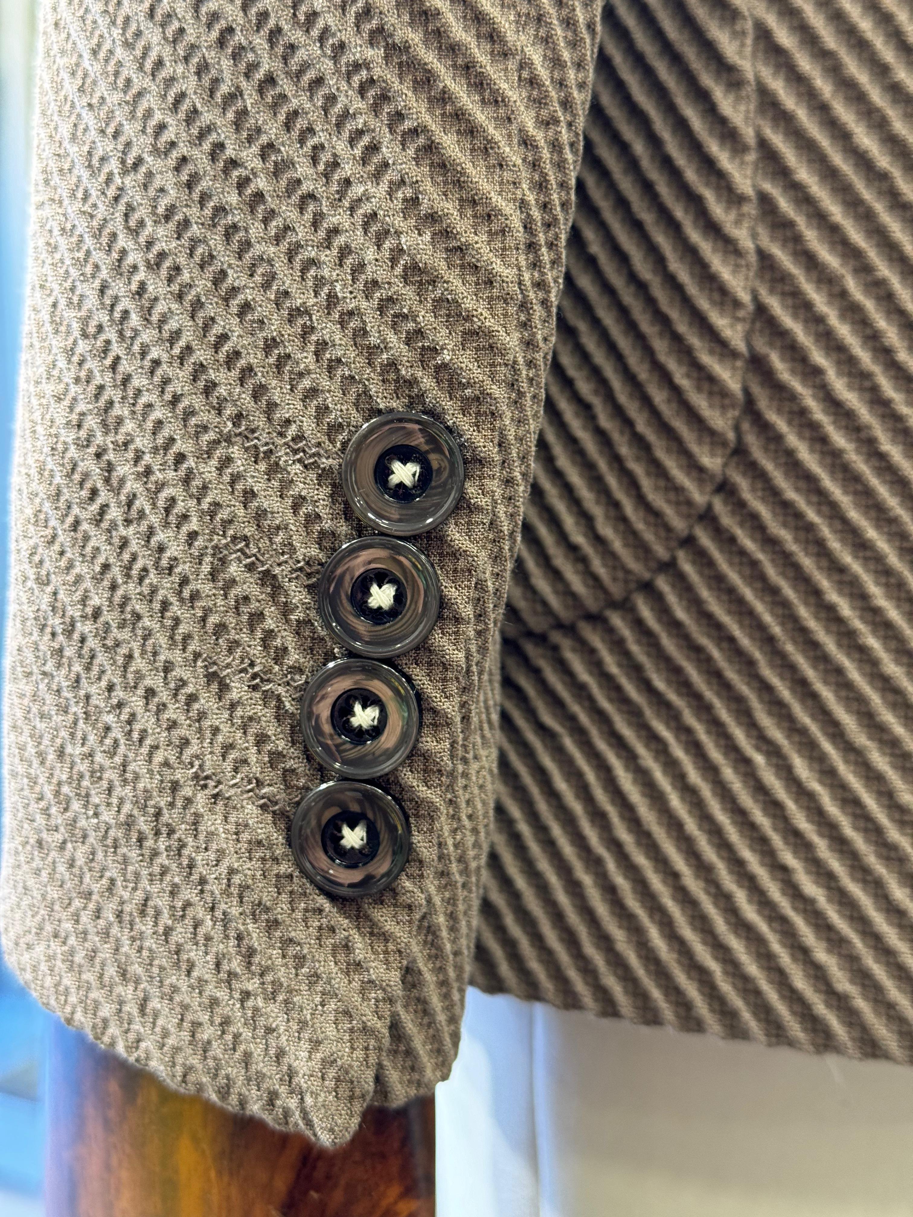 Slim Fit Kendinden Desenli Mono Yaka Takım Elbise