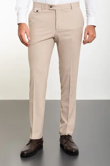 Düz Super Slim Fit Erkek Pantolon - Siyah - Bej
