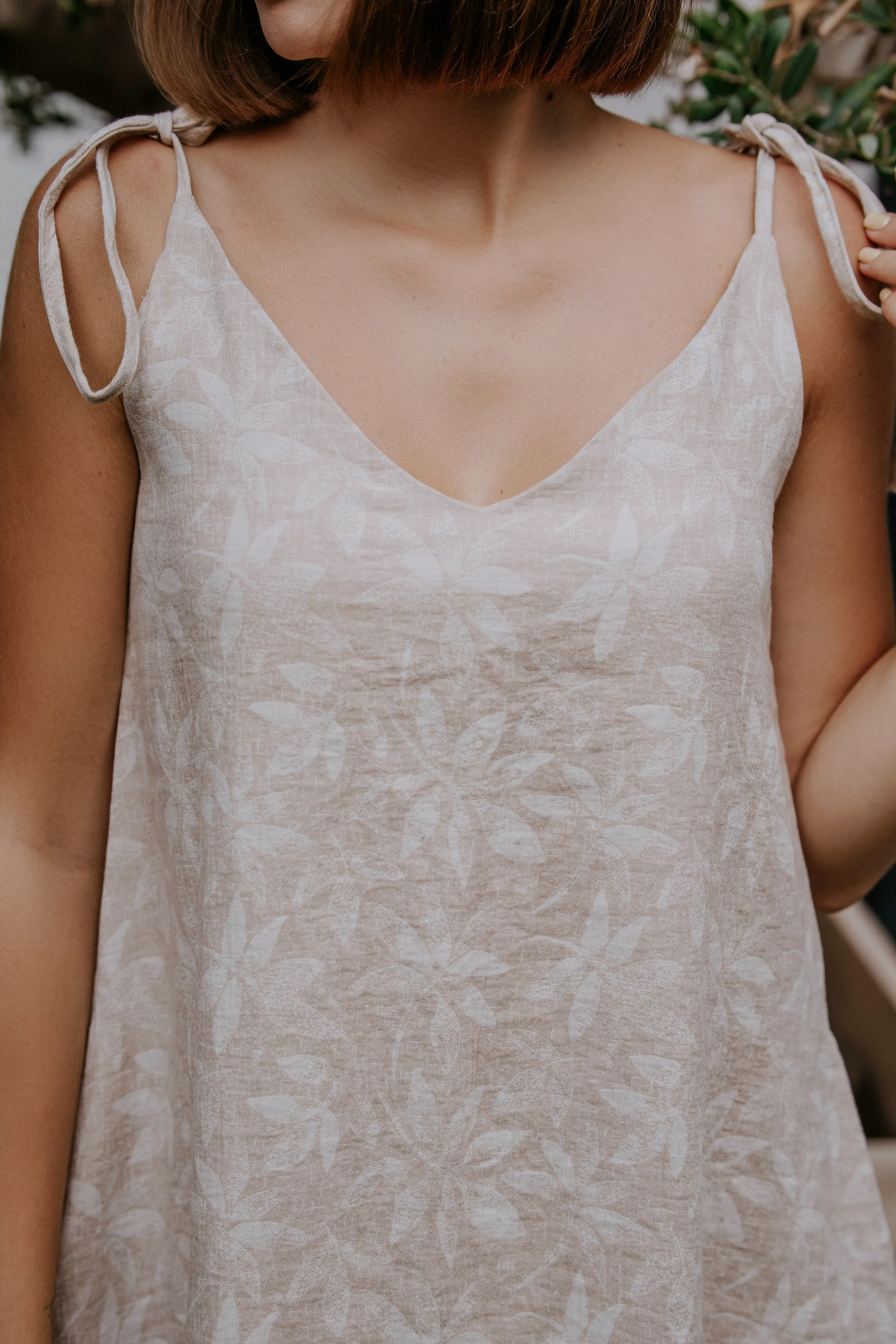 HANNA Jakarlı Muslin İp Askılı Elbise, %100 Pamuk Kadın Elbise, Rahat Ev Giyimi, Yazlık Elbise, Doğal Muslin Kumaş