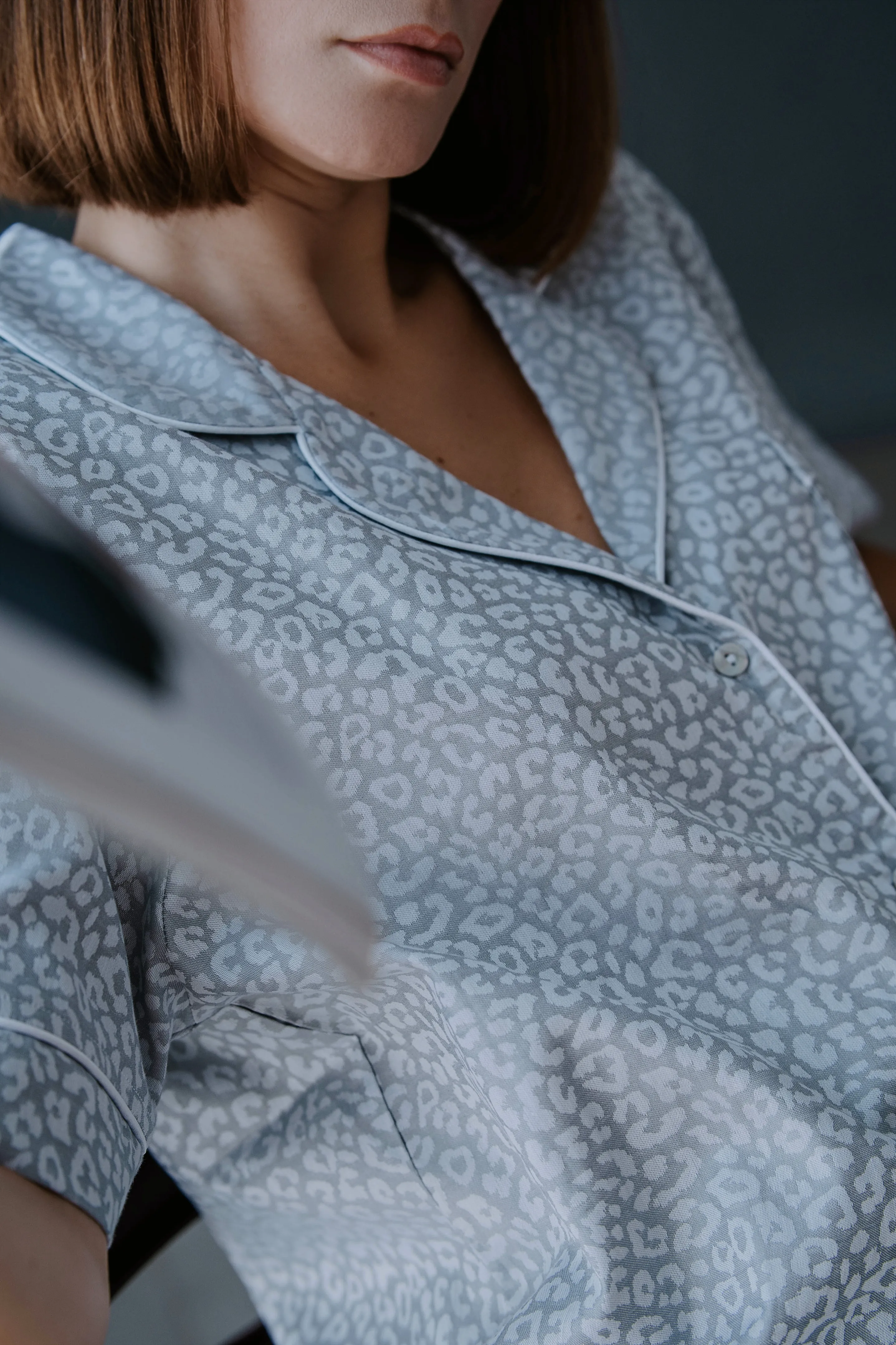 NOA Jakarlı Saten Kısa Kollu Şortlu Pijama Takımı, %100 Pamuk Saten, Kadın Pijama Seti, Pijama Takımı, Kadın Ev Giyimi, Kısa Kollu Şortlu Ev Seti