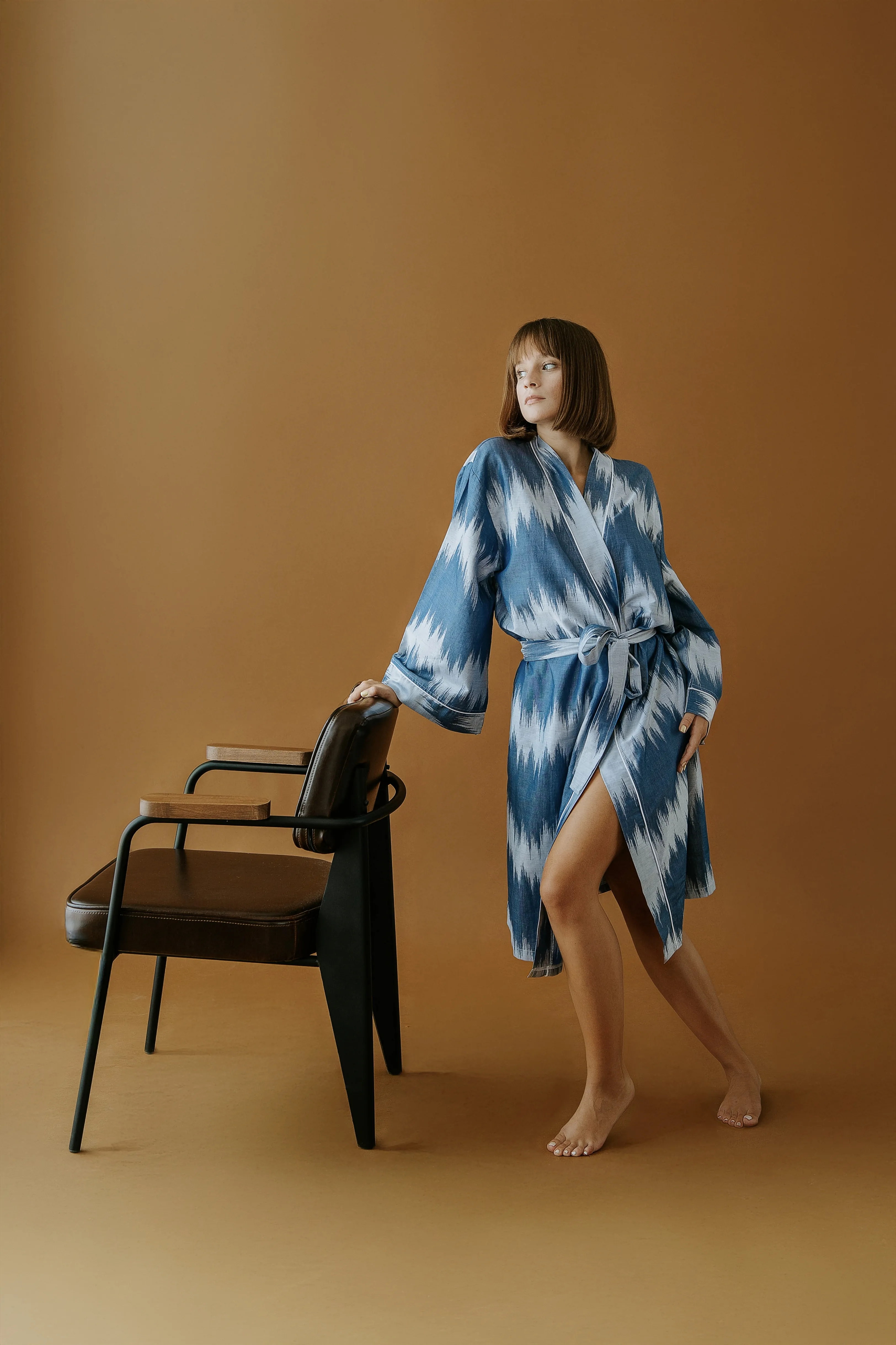 ZOE Jakarlı Saten Kimono Sabahlık, %100 Pamuk Saten, Kadın Ev Giyimi, Şık Kadın Sabahlık, Kimono Elbise, Lüks Sabahlık, Dökümlü Kimono Elbise