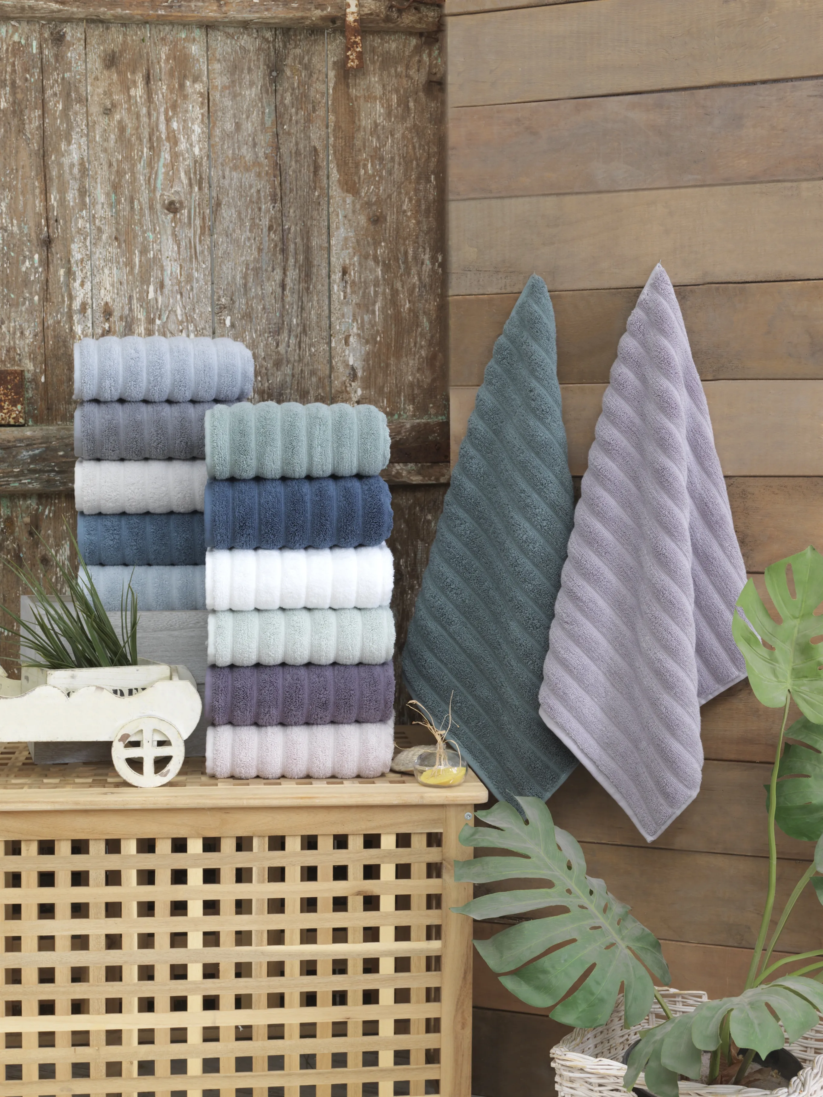 Sofia 6’lı Havlu Seti – %100 Pamuk, Dalga Dokulu Yumuşak Havlu