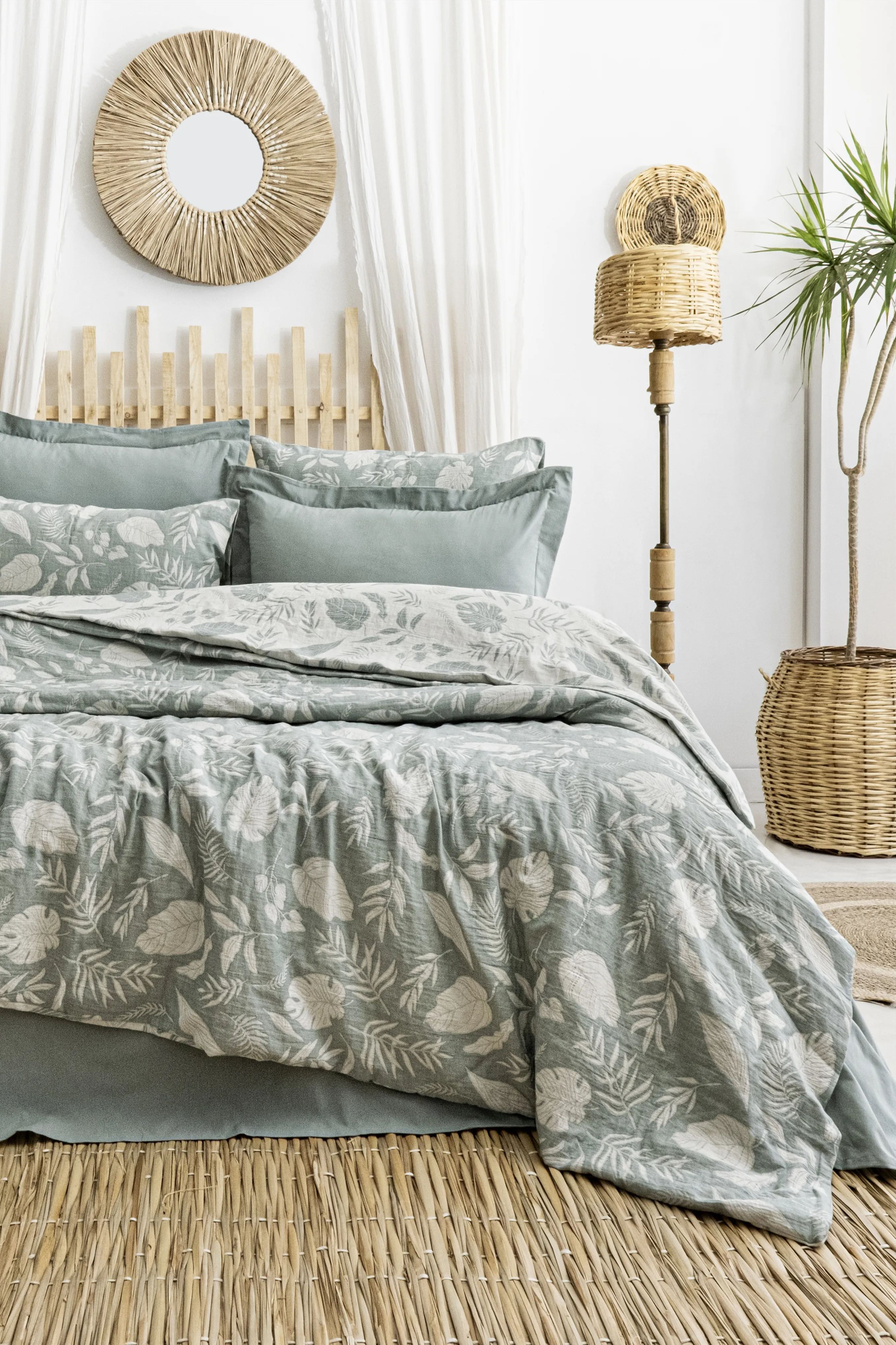 Lusso Müslin Nevresim Takımı – Doğal Yaprak Desenli, %100 Pamuk Müslin Kumaş, 4 Renk Seçeneğiyle Nefes Alan Müslin Yatak Odası Set