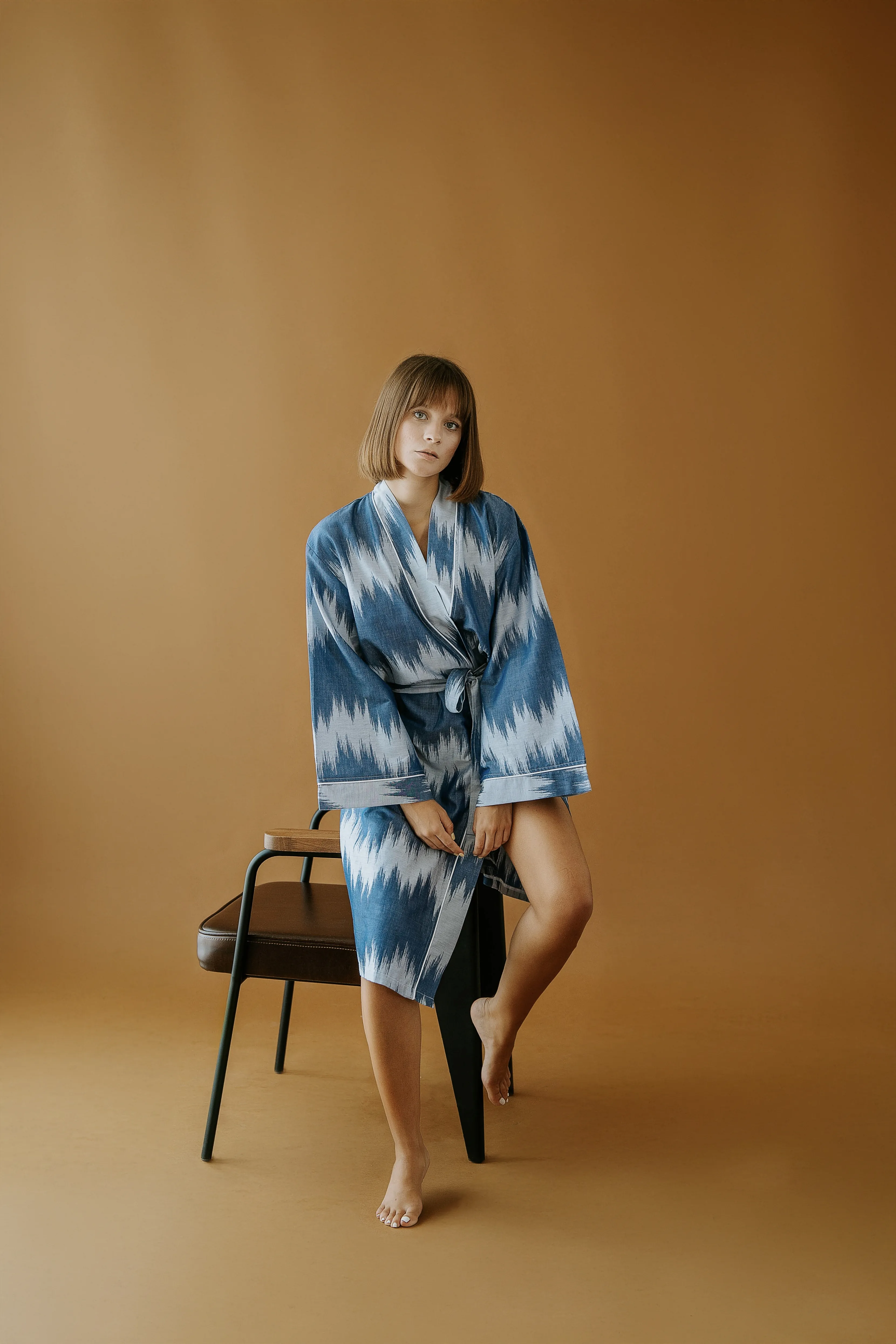 ZOE Jakarlı Saten Kimono Sabahlık, %100 Pamuk Saten, Kadın Ev Giyimi, Şık Kadın Sabahlık, Kimono Elbise, Lüks Sabahlık, Dökümlü Kimono Elbise