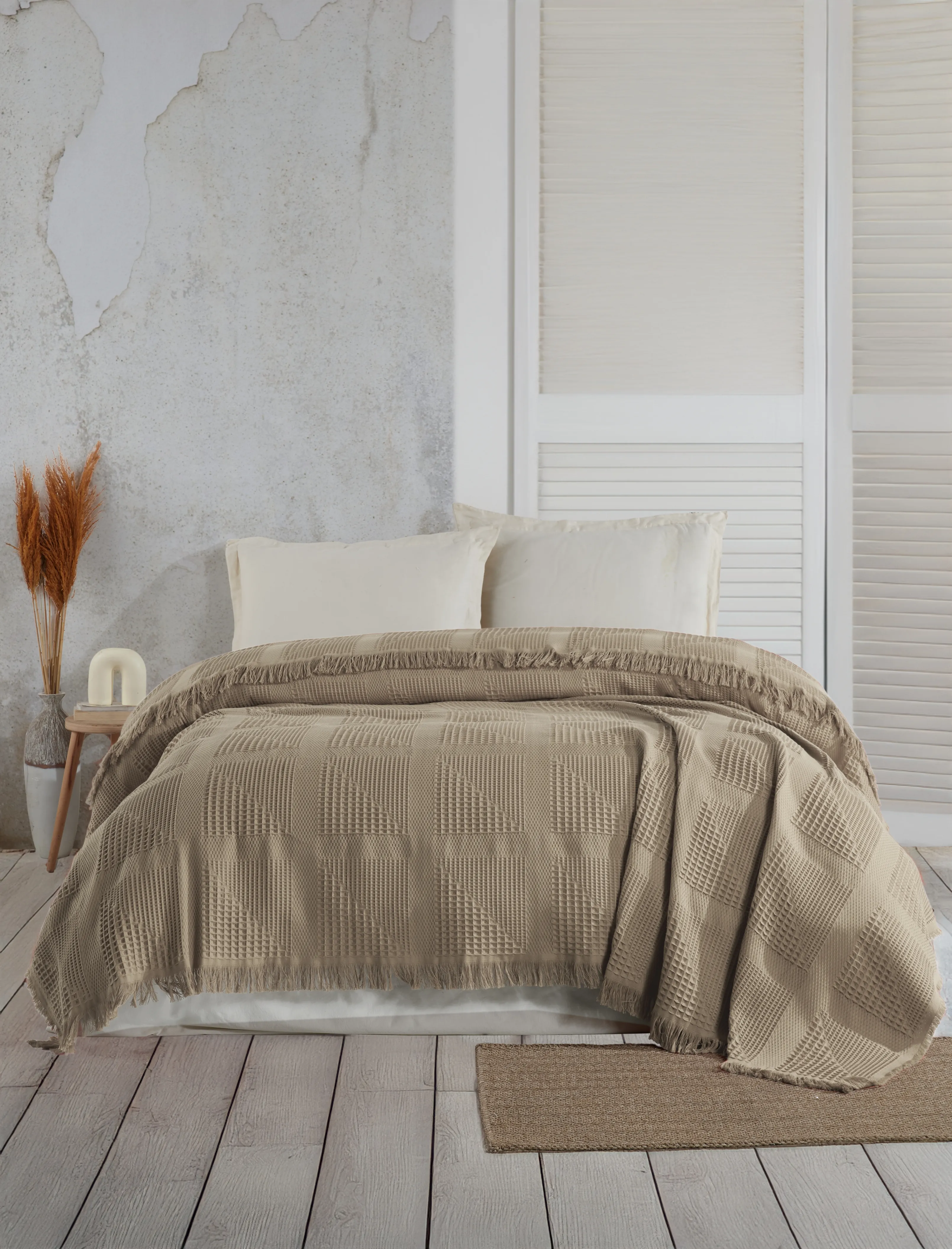 Sirus Jakarlı Pike – %100 Pamuk Ring İplik Dokuma, Nefes Alan Yazlık Pike Seti, Klasik ve Modern Tasarım, 220x240 cm