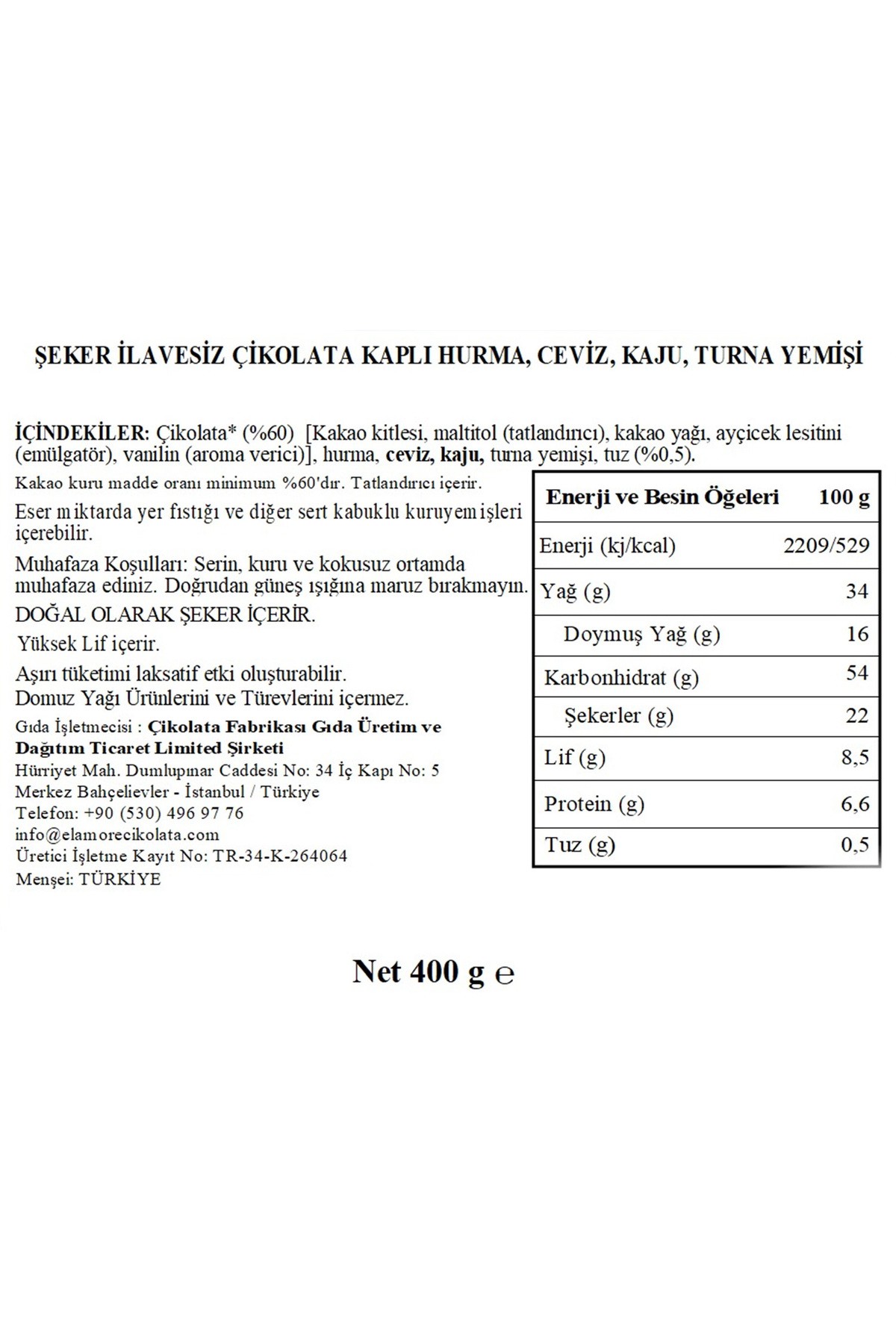Şeker Ilavesiz, Glütensiz, Vegan Mix Bitter Çikolata - Büyük Metal Kutu, 400 gr