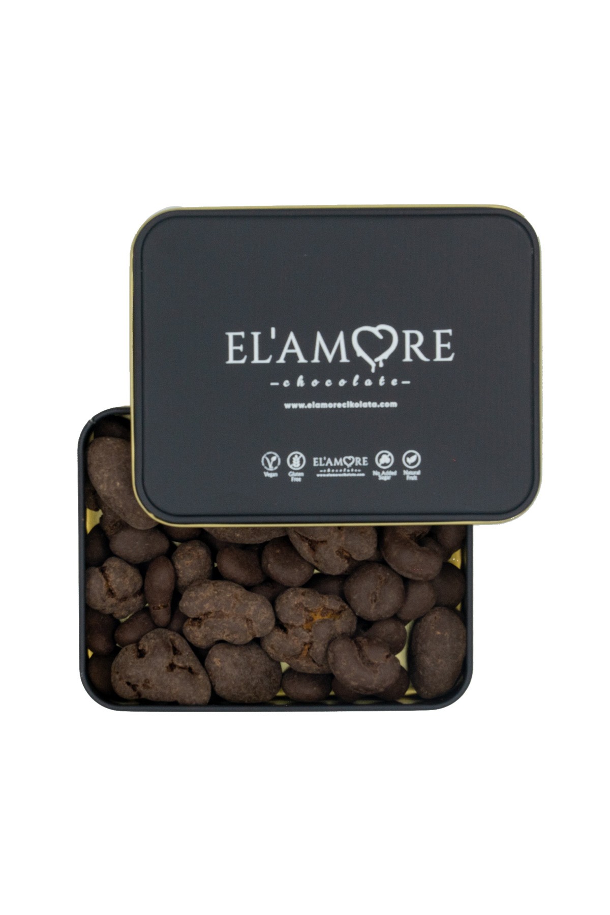 Şeker İlavesiz, Glütensiz, Vegan Mix Bitter Çikolata - Küçük Kare Metal Kutu, 150 gr