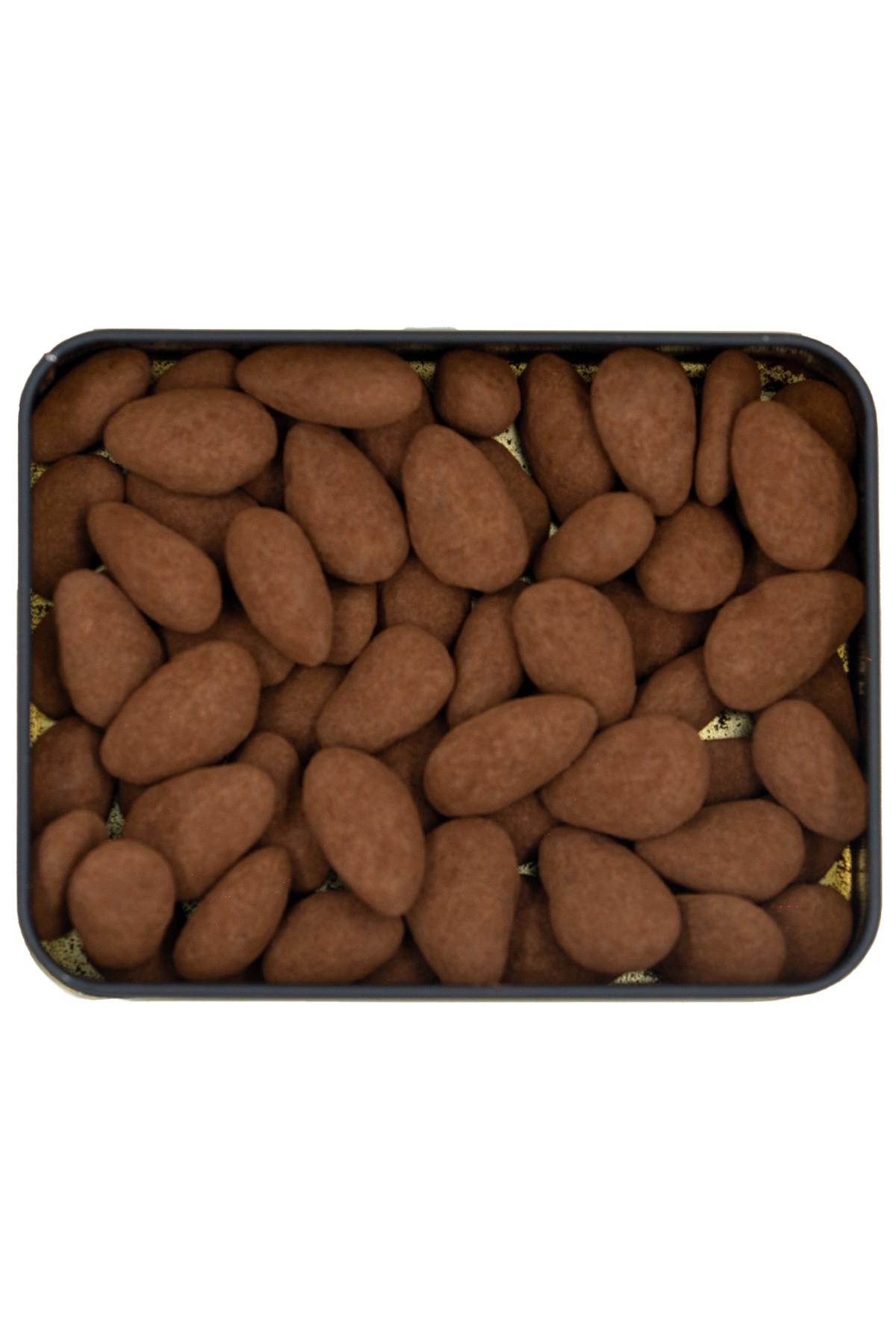 Şeker İlavesiz, Glütensiz, Vegan Premium Bademli Bitter Çikolata - Küçük Kare Metal Kutu, 150 gr