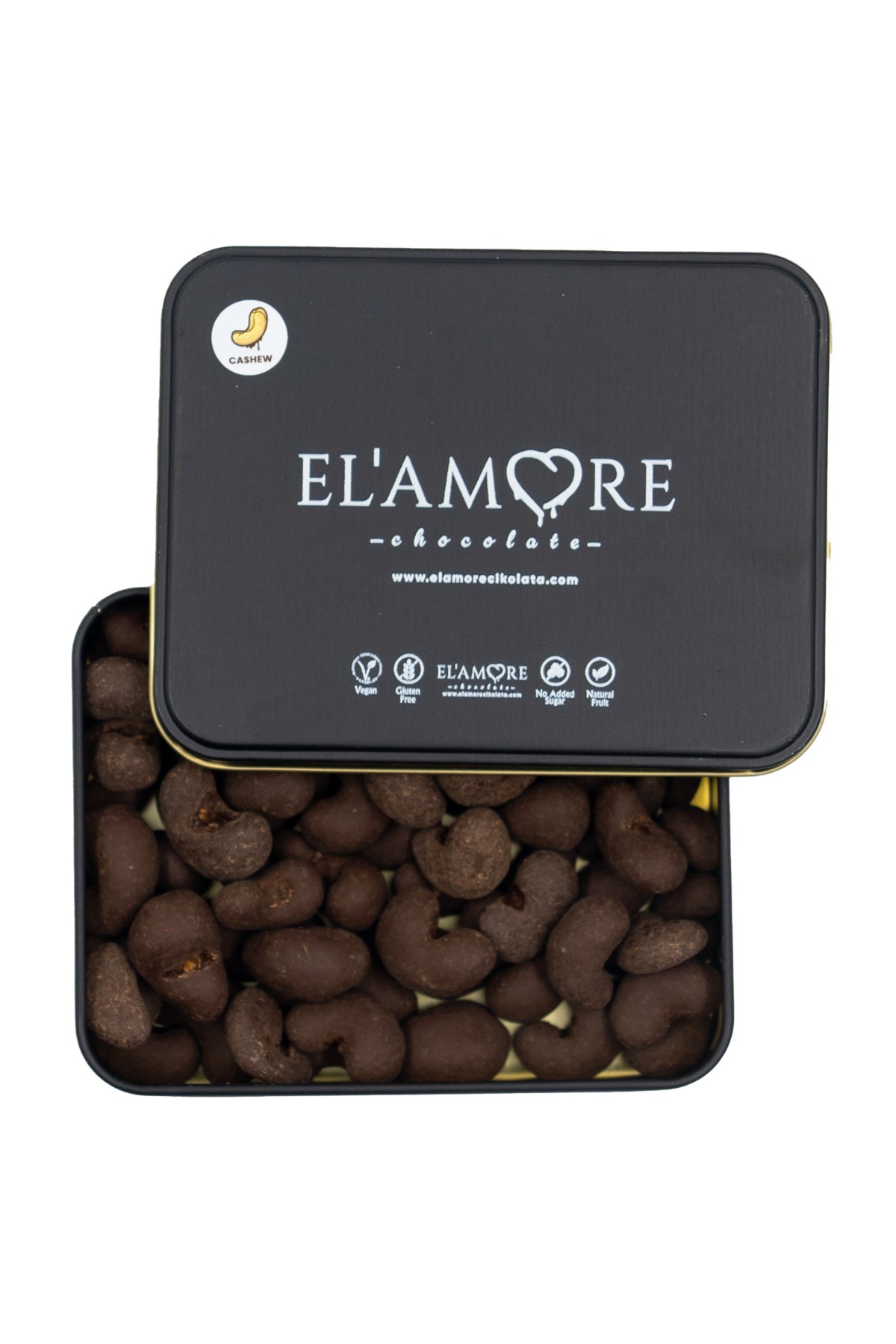 Şeker İlavesiz, Glütensiz, Vegan Kajulu Bitter Çikolata - Küçük Kare Metal Kutu, 150 gr