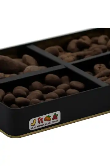 Şeker İlavesiz, Glütensiz, Vegan Mix Kurumsal Çikolata - Büyük Metal Kutu, 400 gr (100 Adet)