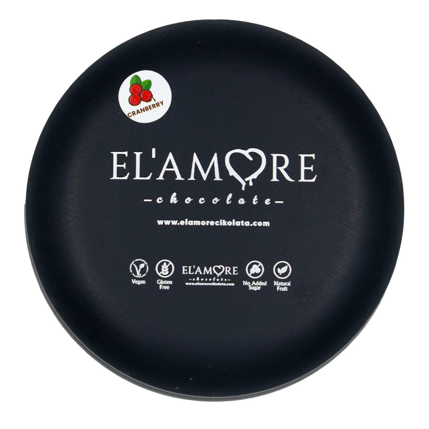 Şeker İlavesiz, Glütensiz, Vegan Turna Yemişli Bitter Çikolata - Siyah Yuvarlak Metal Kutu, 150 gr