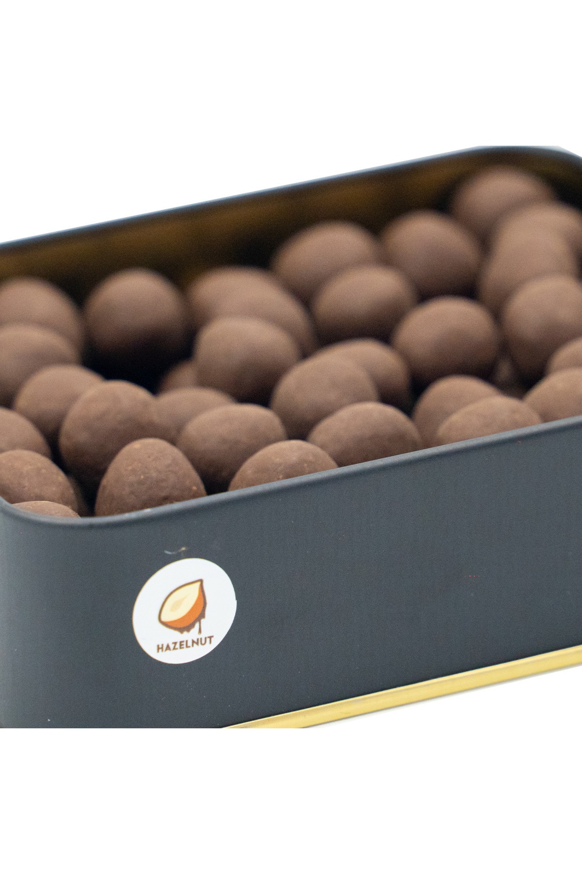 Şeker İlavesiz, Glütensiz, Vegan Fındıklı Bitter Çikolata - Küçük Kare Metal Kutu, 150 gr