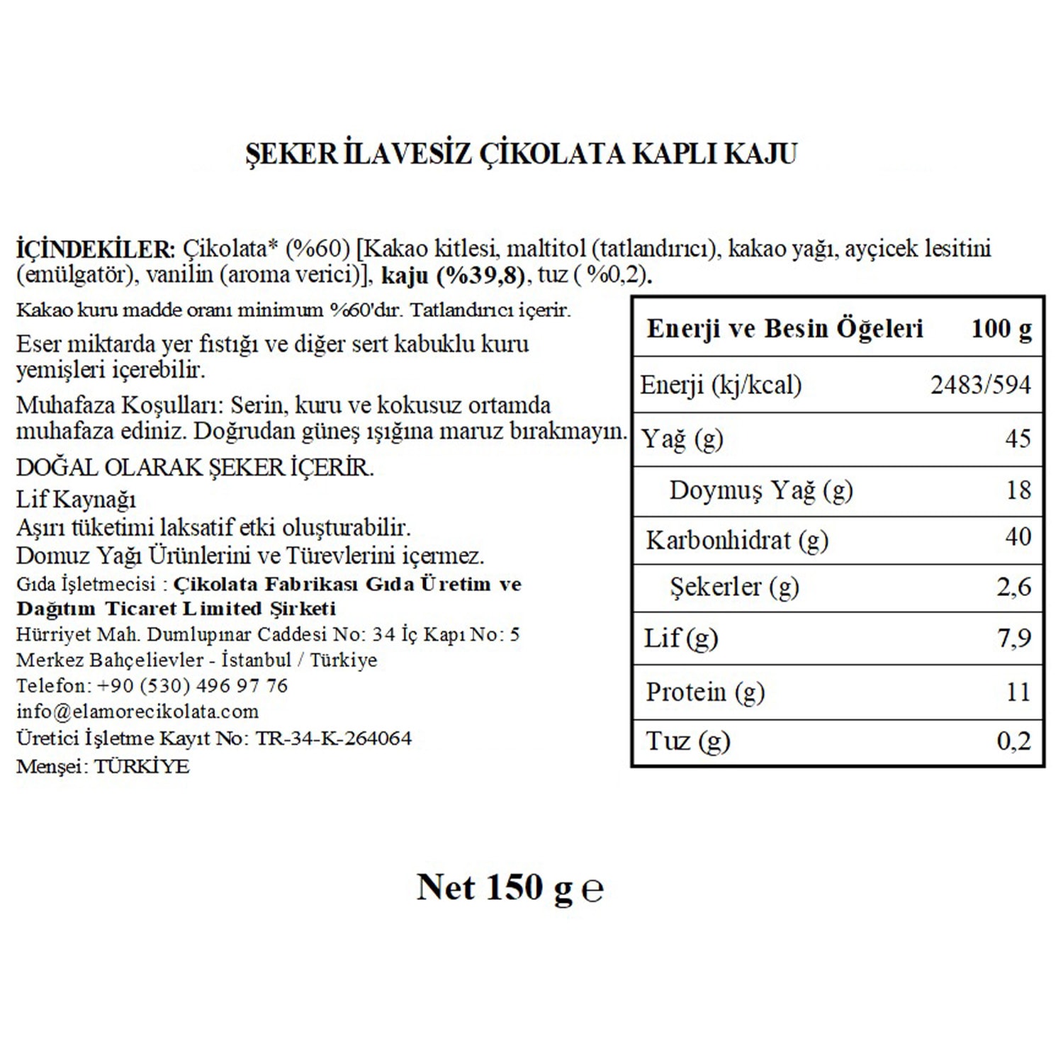 Şeker İlavesiz, Glütensiz, Vegan Kajulu Bitter Çikolata - Siyah Yuvarlak Metal Kutu, 150 gr