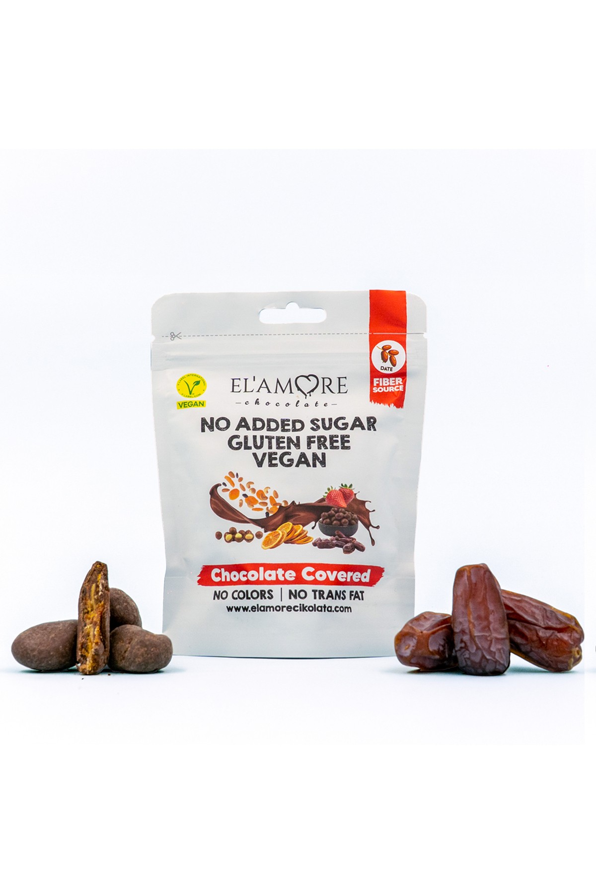 Şeker İlavesiz, Glütensiz, Vegan Hurmalı Bitter Çikolata - Doypack 50 gr