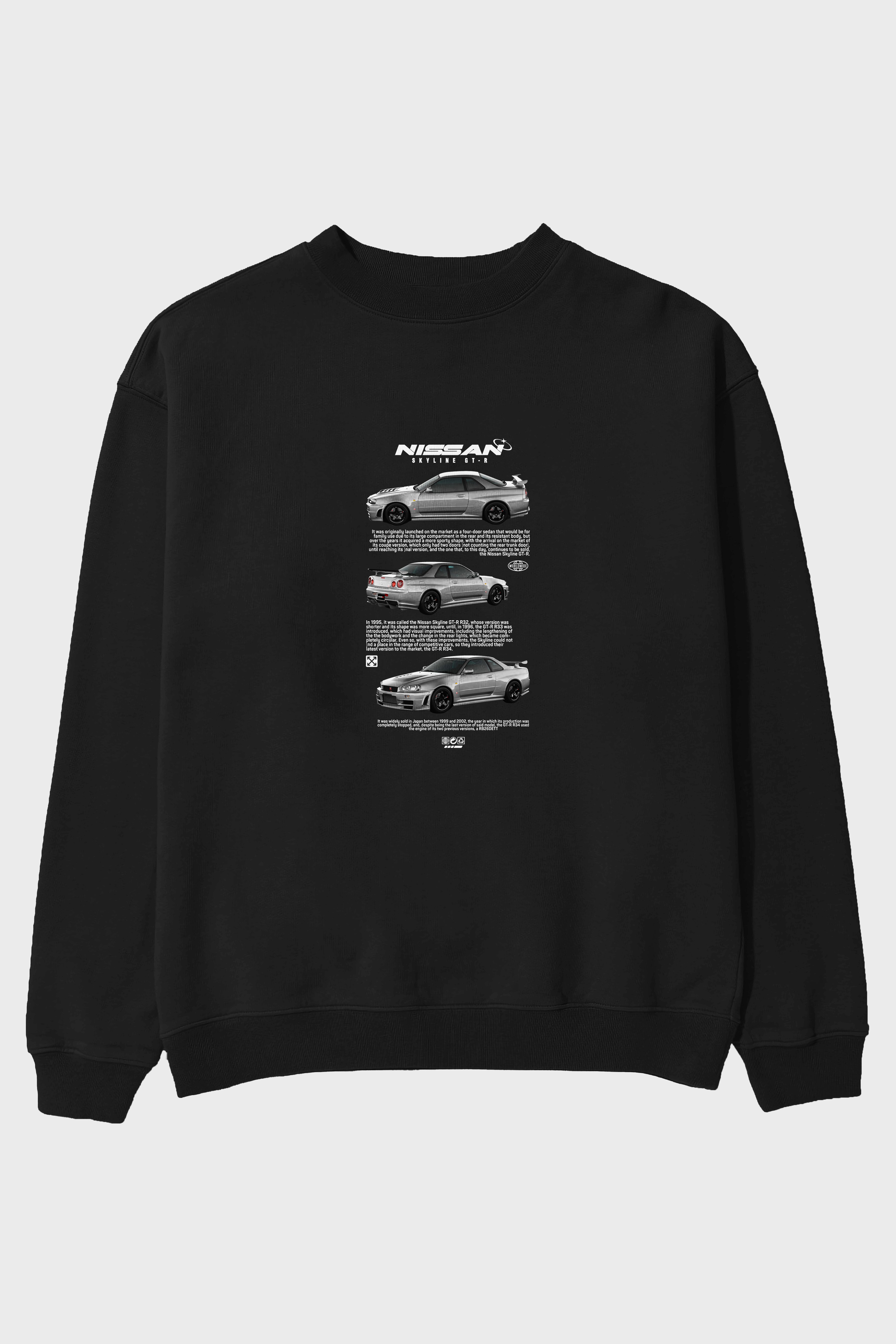 nissan skyline gt-r Ön Baskılı Anime Oversize Sweatshirt Erkek Kadın Unisex