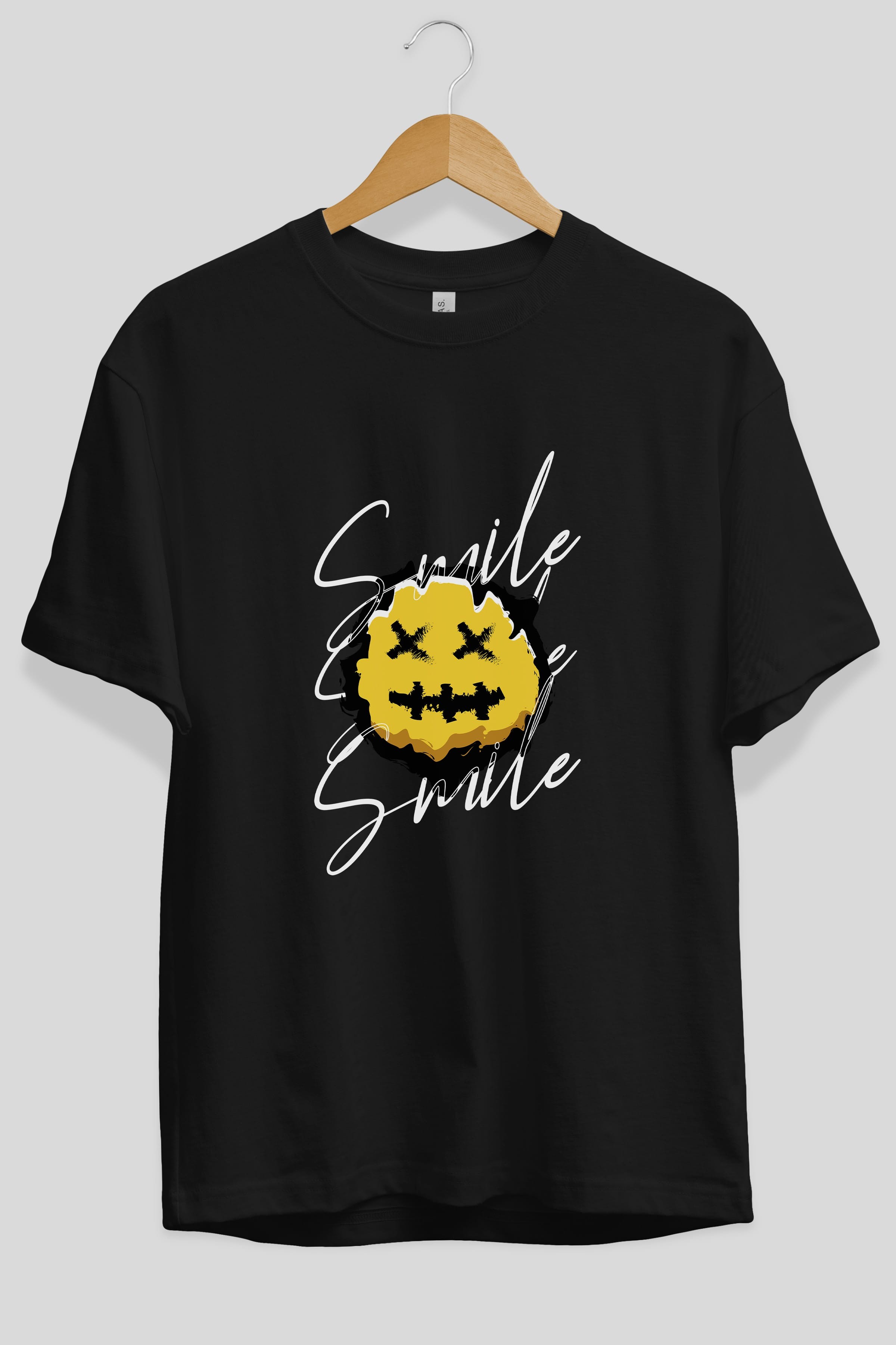 Smile Emoji Ön Baskılı Oversize t-shirt Erkek Kadın Unisex