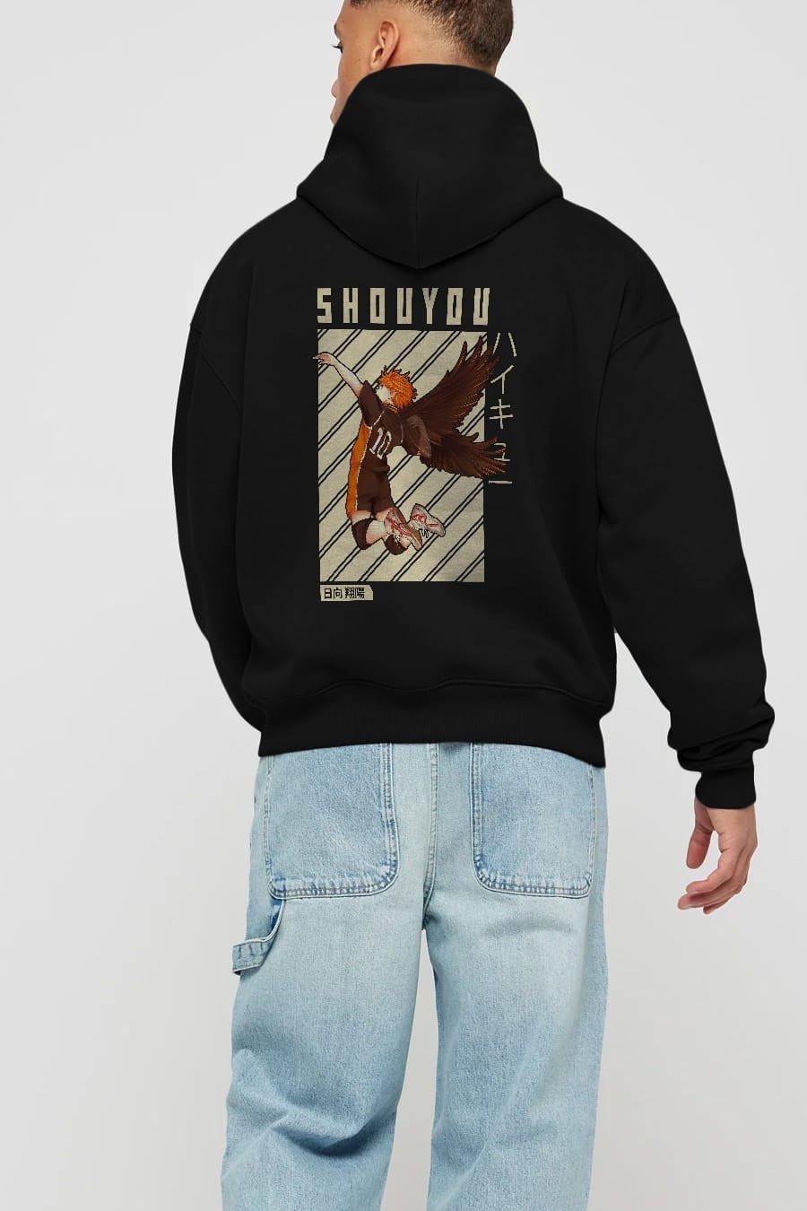 Shouyou Hinata 3 Anime Arka Baskılı Hoodie Oversize Kapüşonlu Sweatshirt Erkek Kadın Unisex