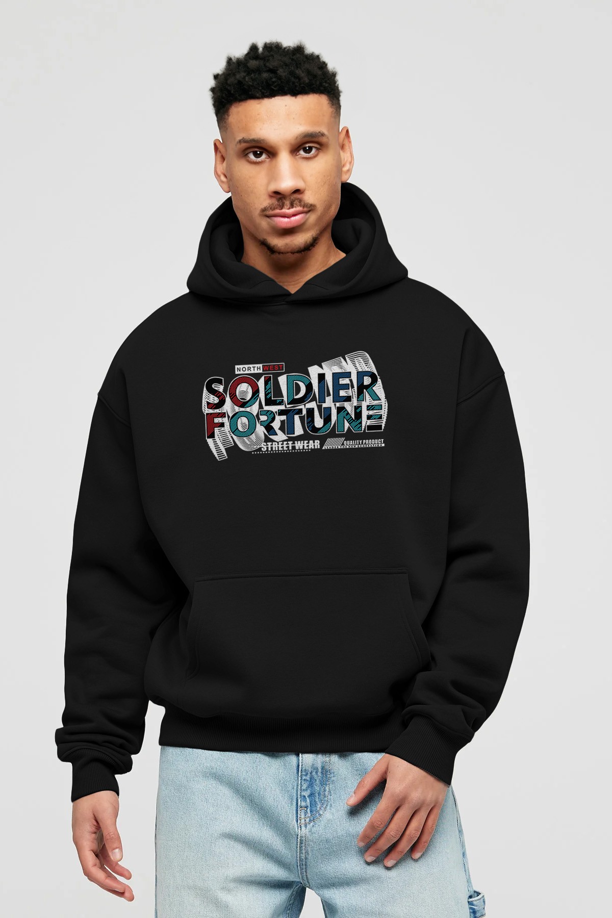 Soldier Fortune Ön Baskılı Hoodie Oversize Kapüşonlu Sweatshirt Erkek Kadın Unisex