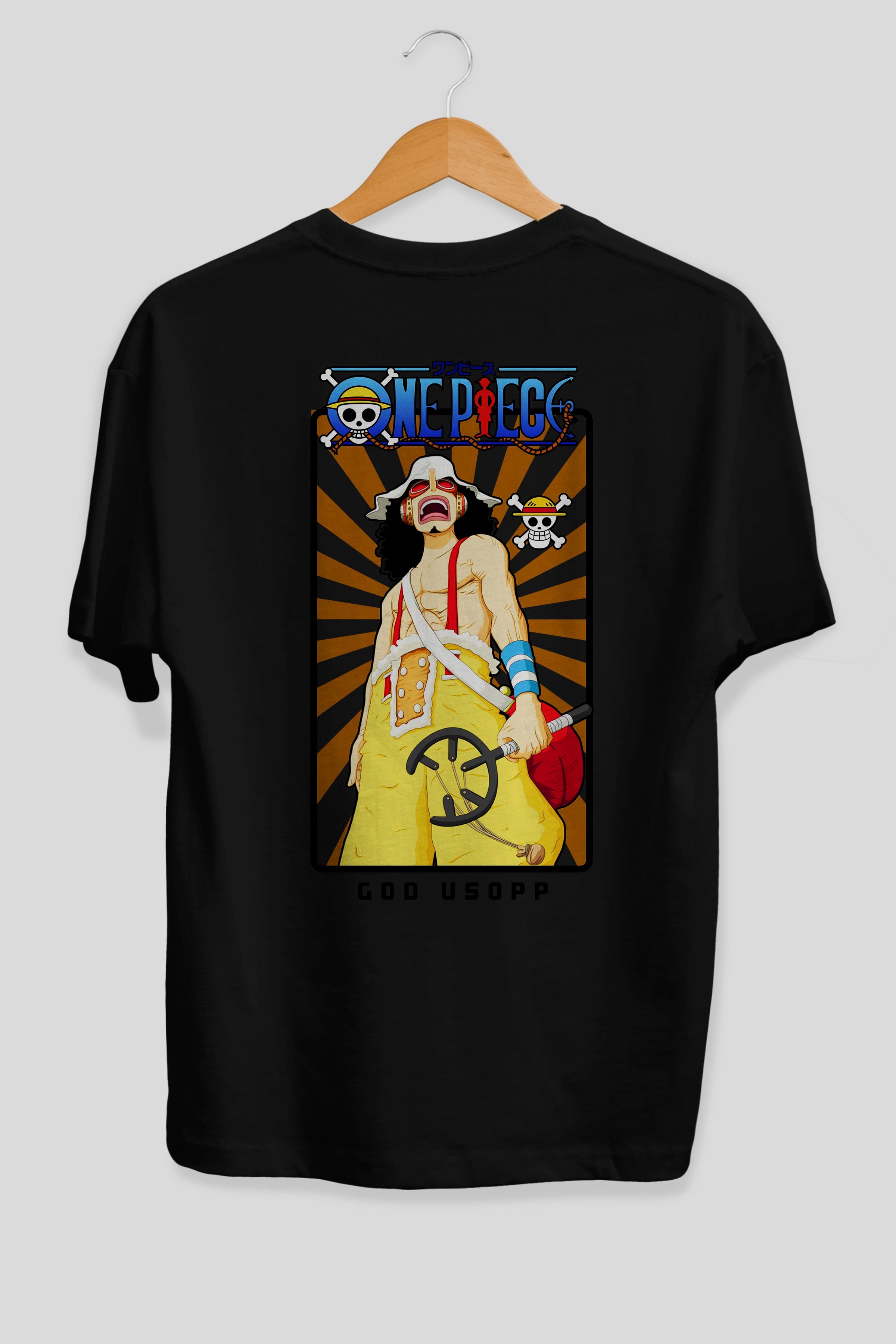 Usopp Anime Arka Baskılı Oversize t-shirt Erkek Kadın Unisex %100 pamuk tişort