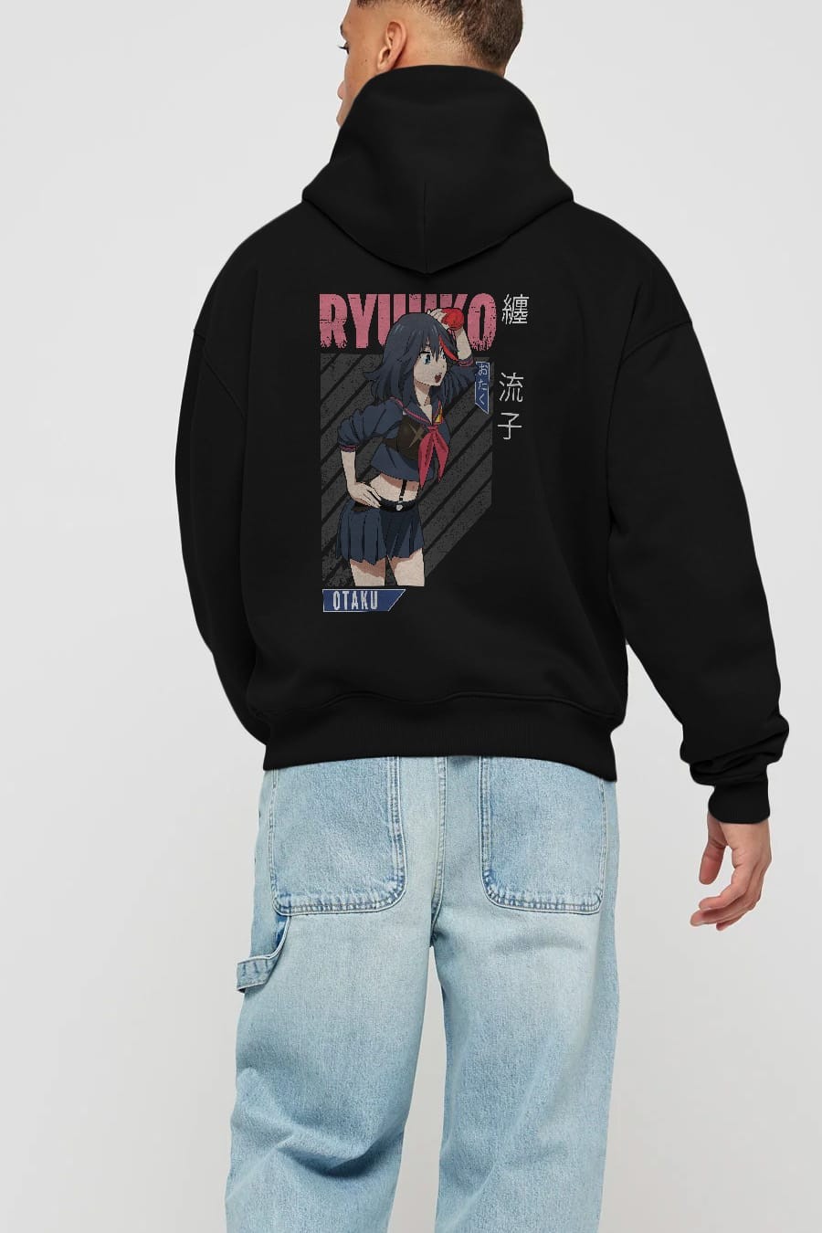 Ryuuko Matoi 6 Anime Arka Baskılı Hoodie Oversize Kapüşonlu Sweatshirt Erkek Kadın Unisex