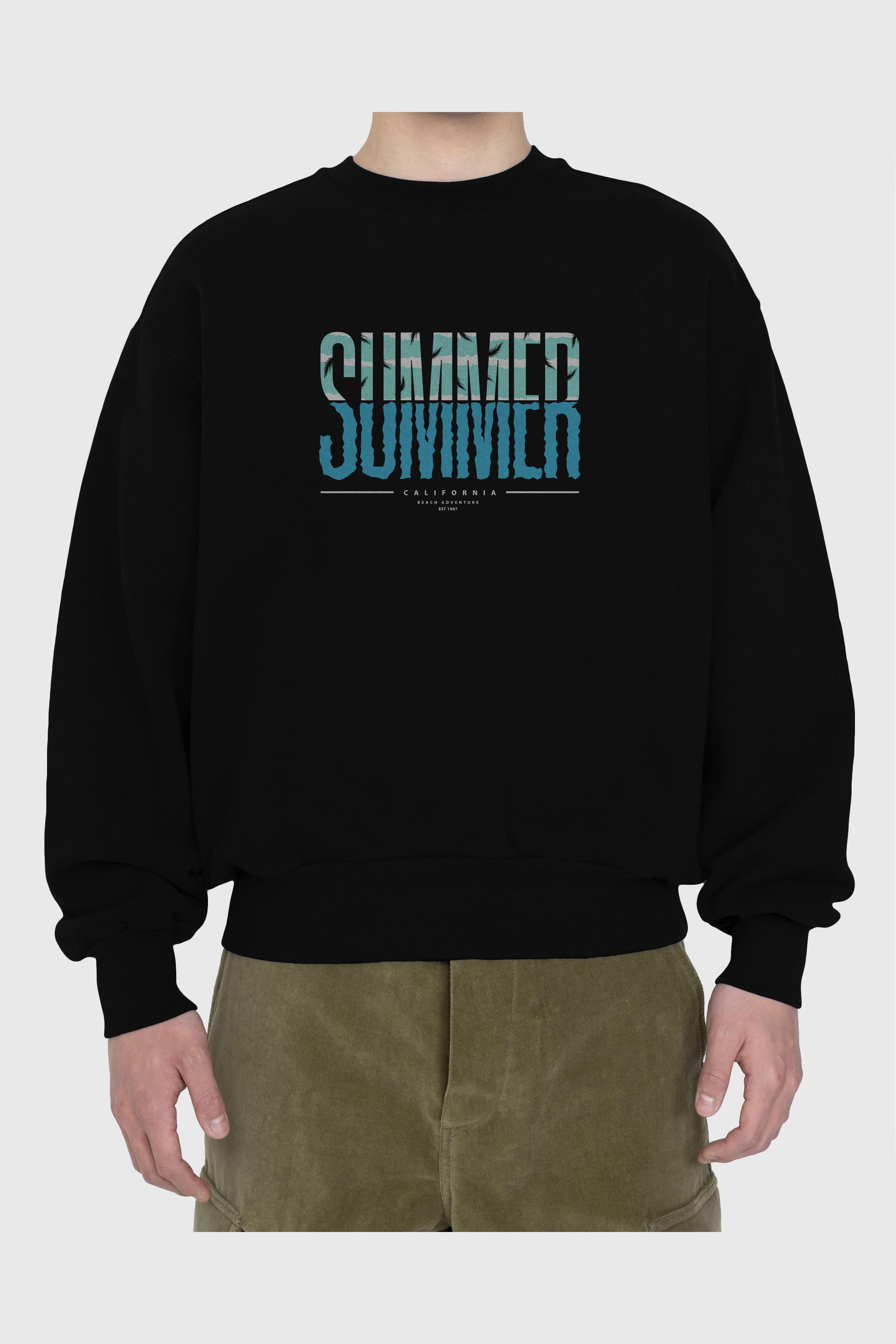 Summer California Ön Baskılı Oversize Sweatshirt Erkek Kadın Unisex