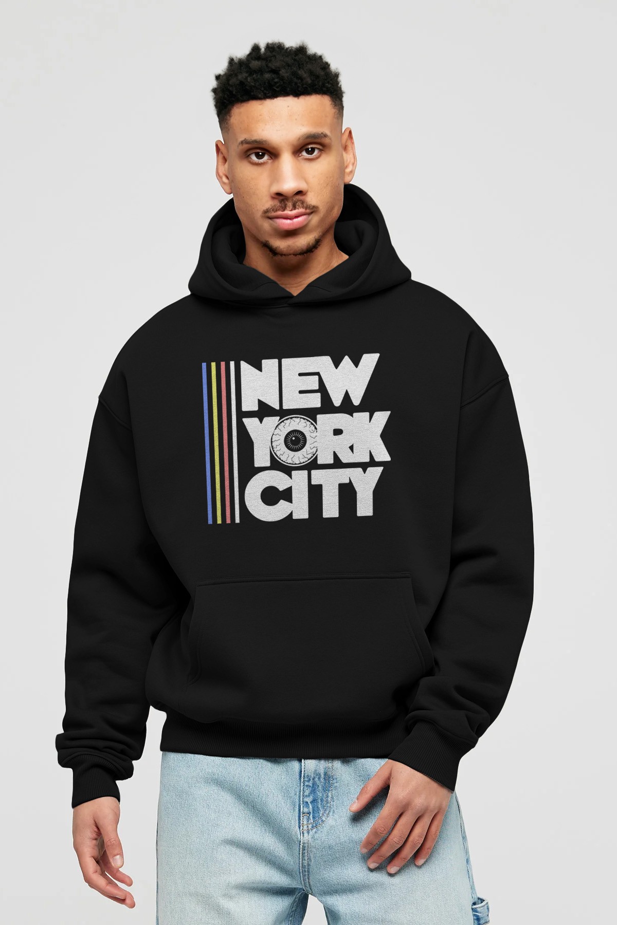 New York City Style Ön Baskılı Hoodie Oversize Kapüşonlu Sweatshirt Erkek Kadın Unisex