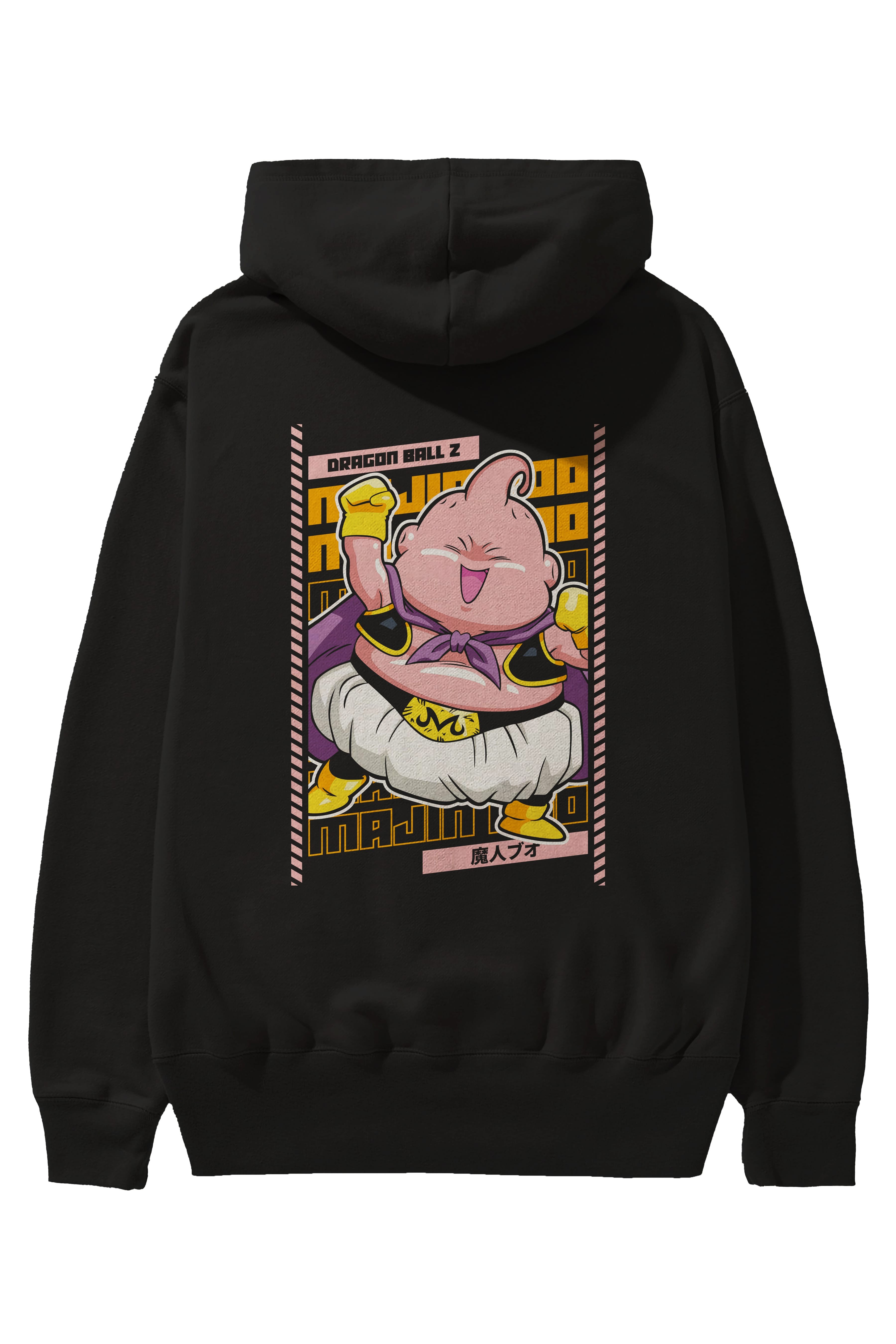 MAJIN BOO1 Anime Arka Baskılı Hoodie Oversize Kapüşonlu Sweatshirt Erkek Kadın Unisex